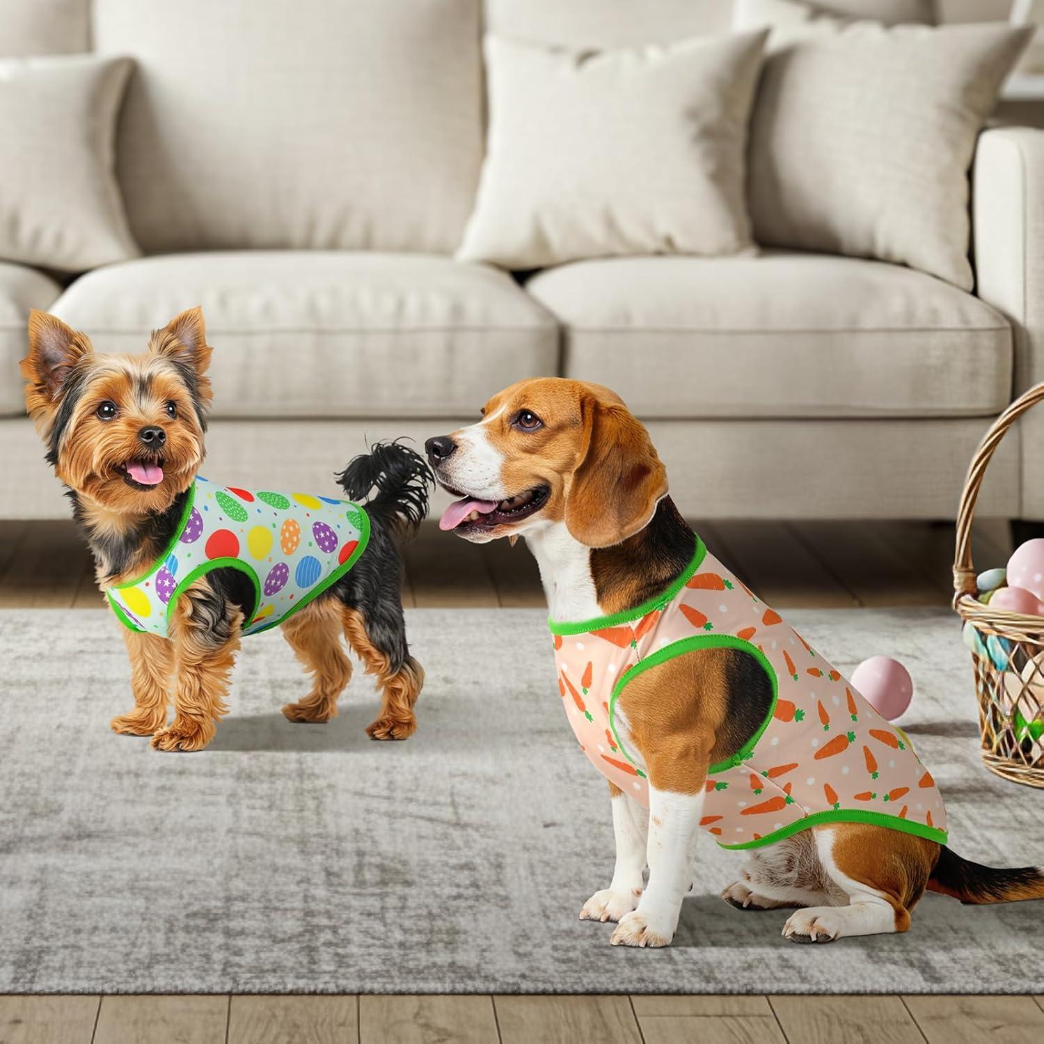 Camisetas de Perro Vehomy 4-Pack Pascua Conejo y Huevos L