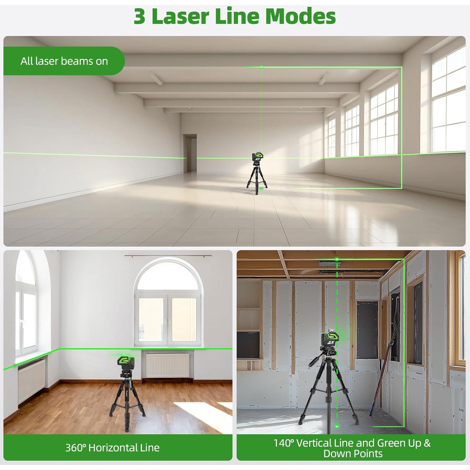 Nivel láser verde Huepar 7211CG autocompensado 360°