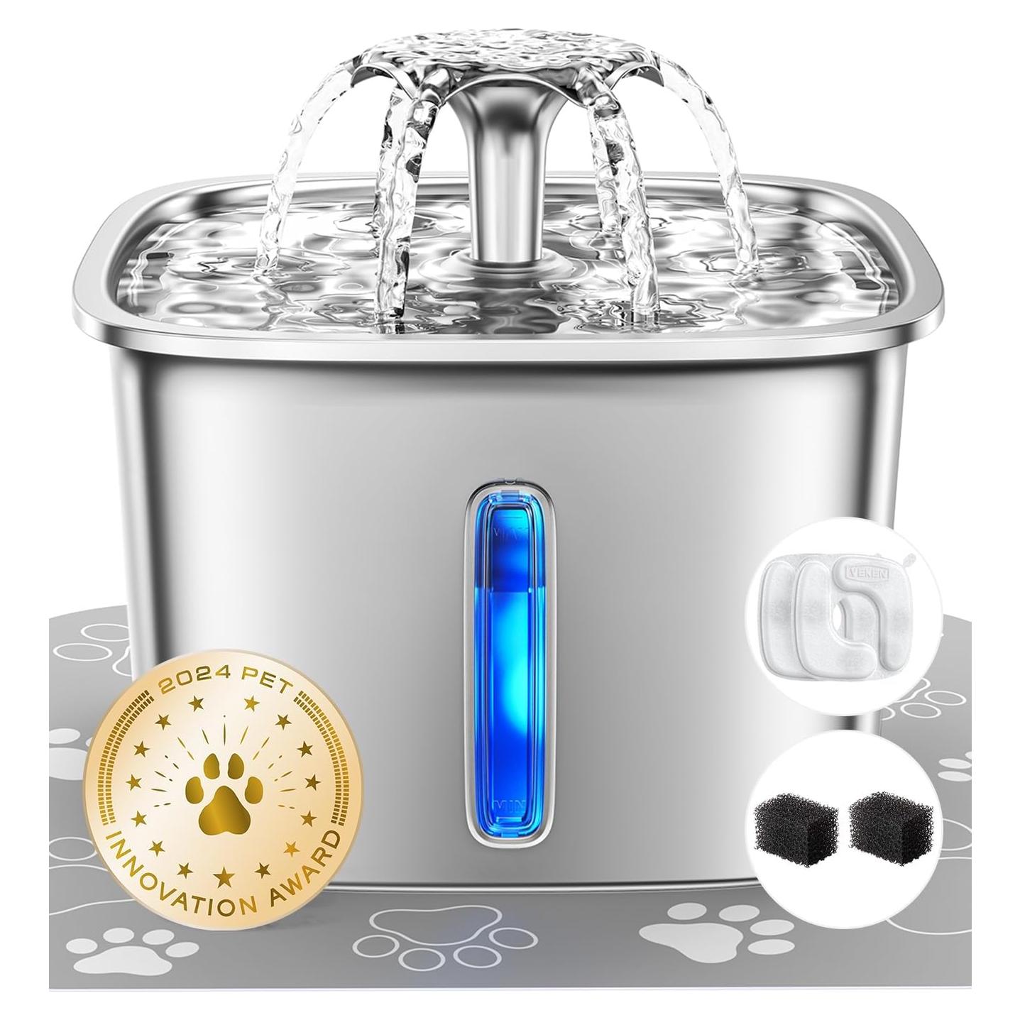 Fuente de Agua Automática Veken 2.8L Acero Inoxidable Plata