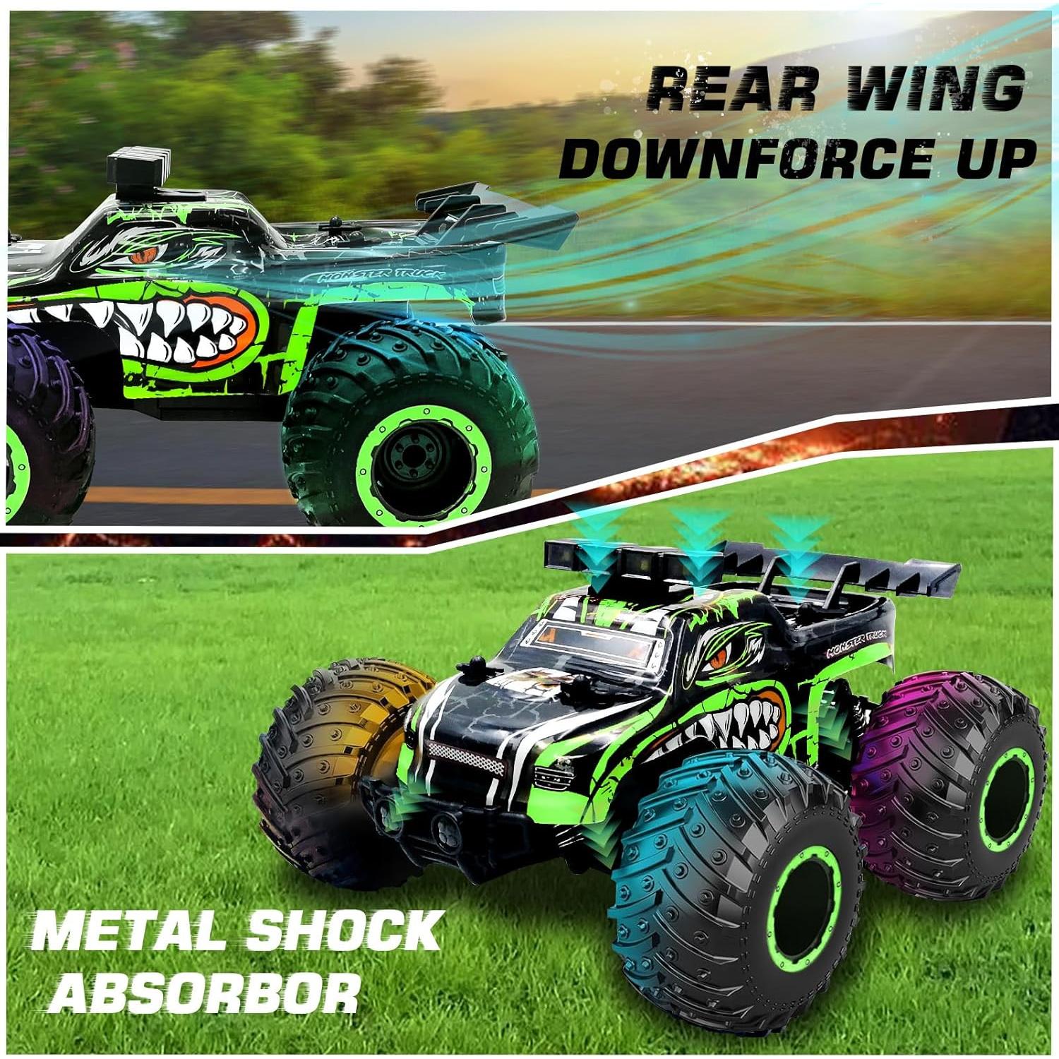 Coche RC Monstruo Hawcay 20KM/H Verde con 2 Baterías