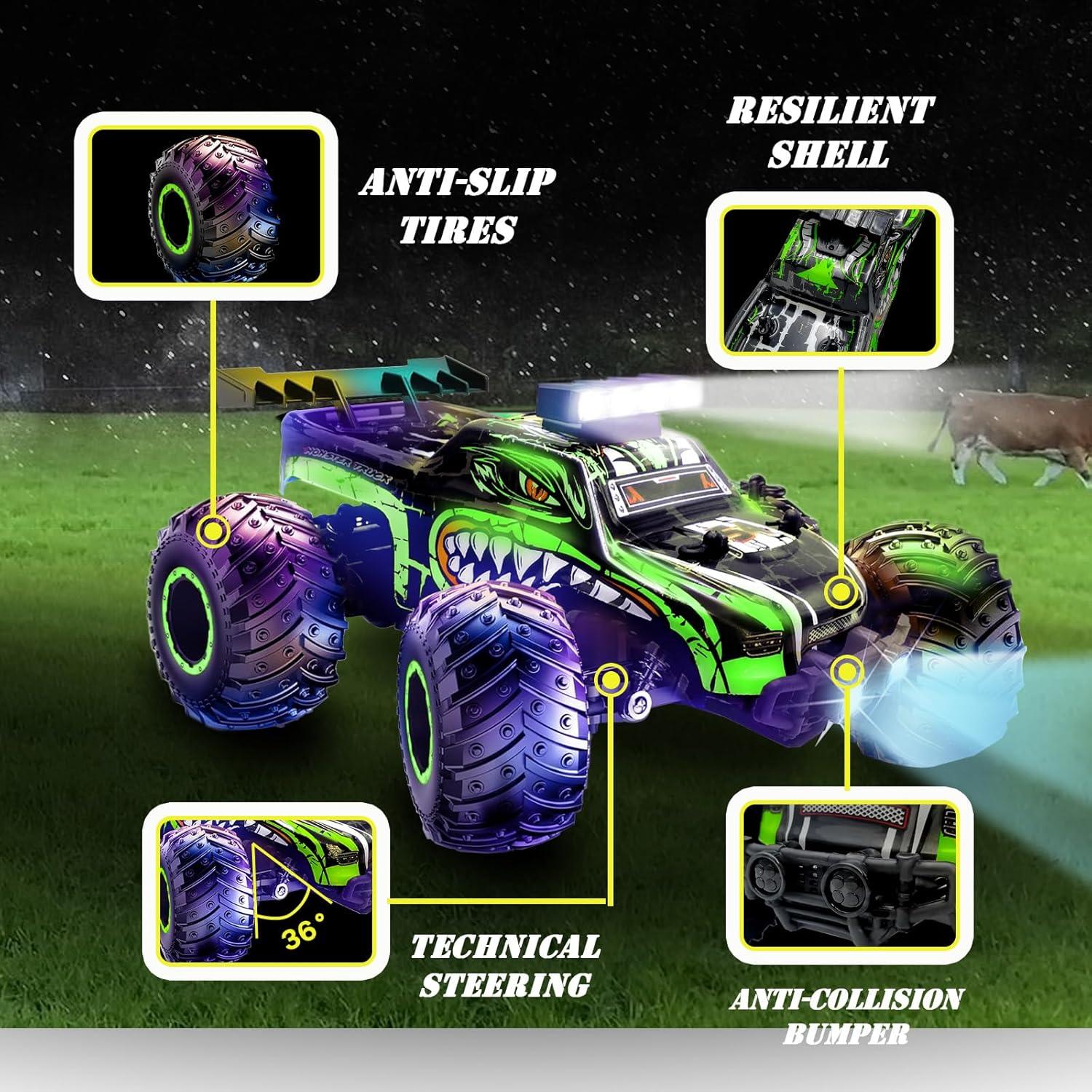 Coche RC Monstruo Hawcay 20KM/H Verde con 2 Baterías