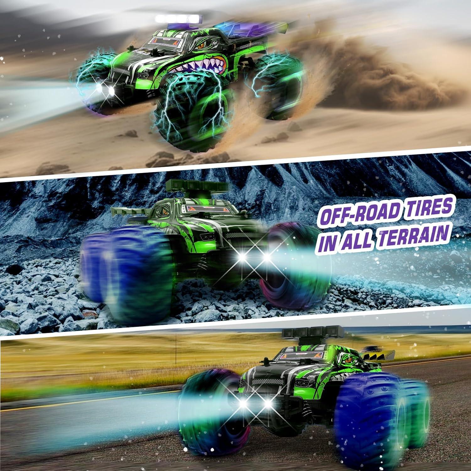 Coche RC Monstruo Hawcay 20KM/H Verde con 2 Baterías