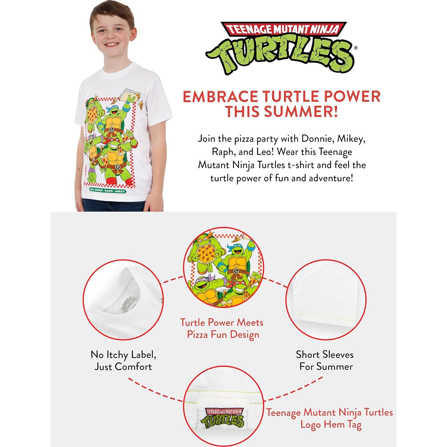 Camiseta para Niños TMNT Tortugas Ninja Blanca 8 años