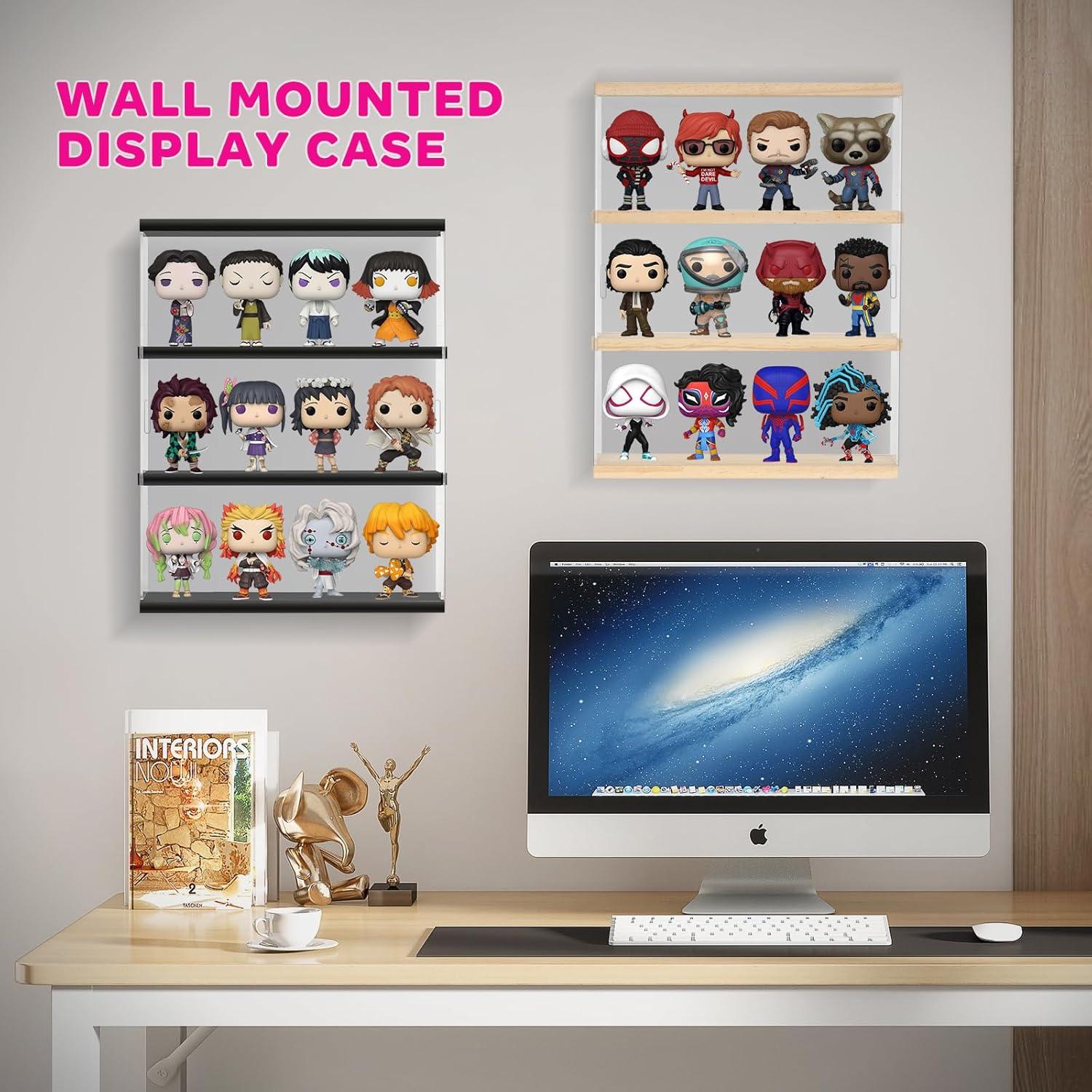 Estante de Acrílico Nynelly 3 Niveles Montado en Pared Negro