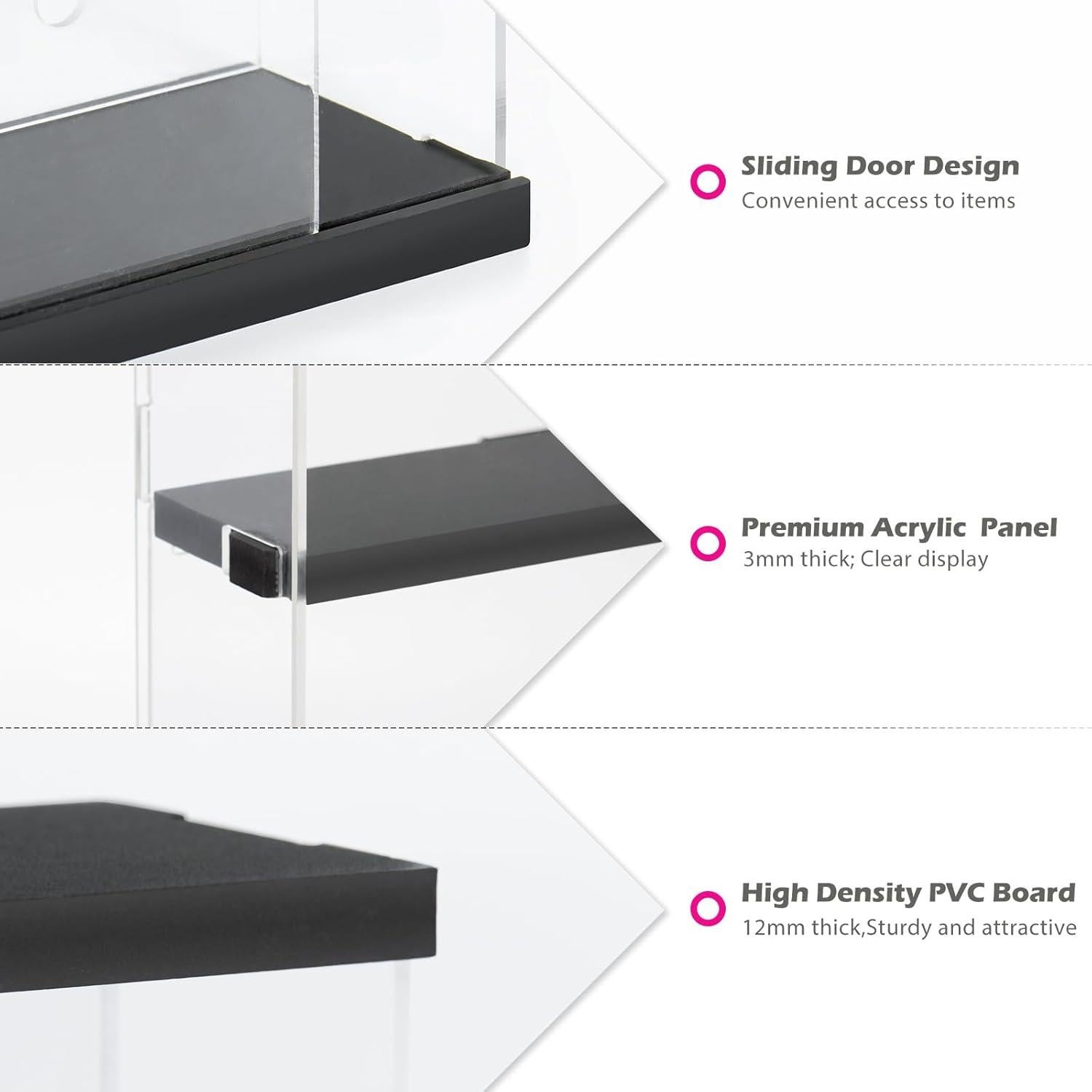 Estante de Acrílico Nynelly 3 Niveles Montado en Pared Negro