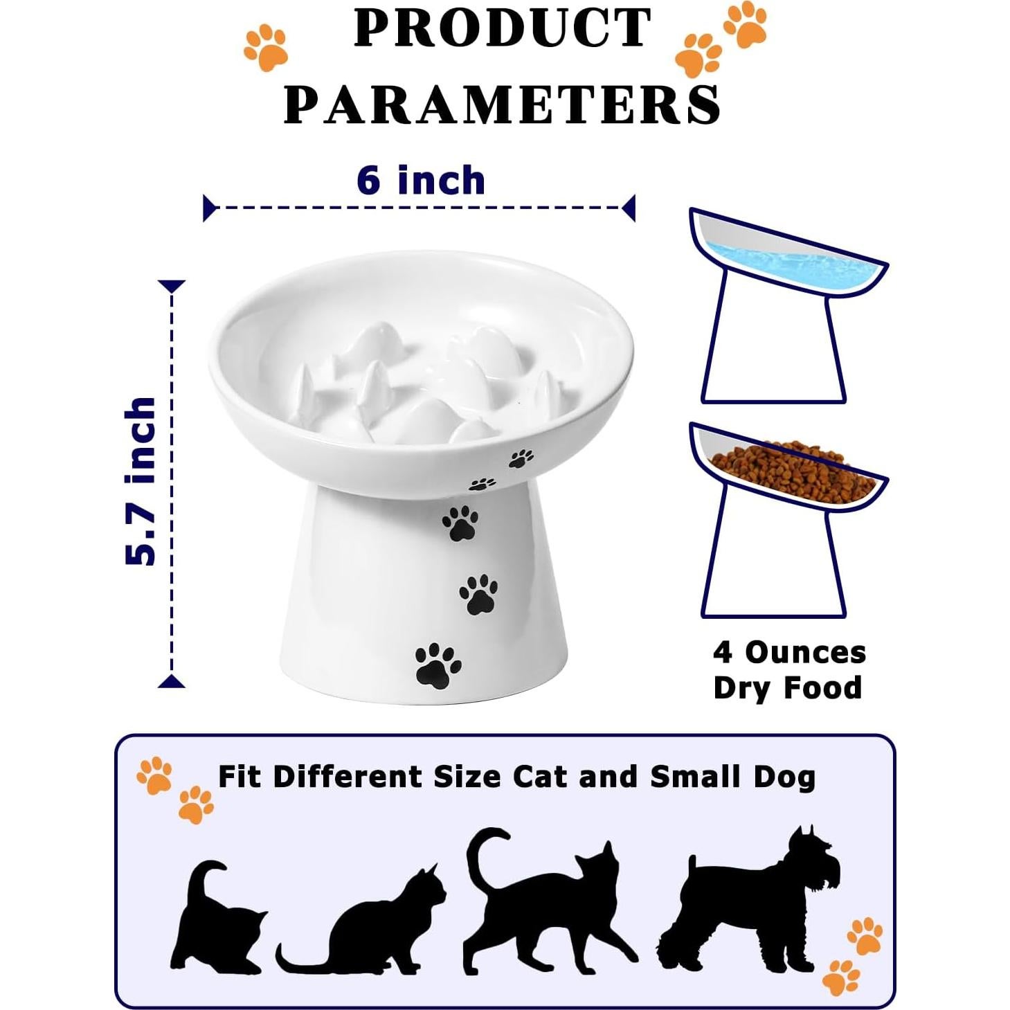Comedero Elevado para Gatos Y YHY Cerámica Antivómito 15 cm