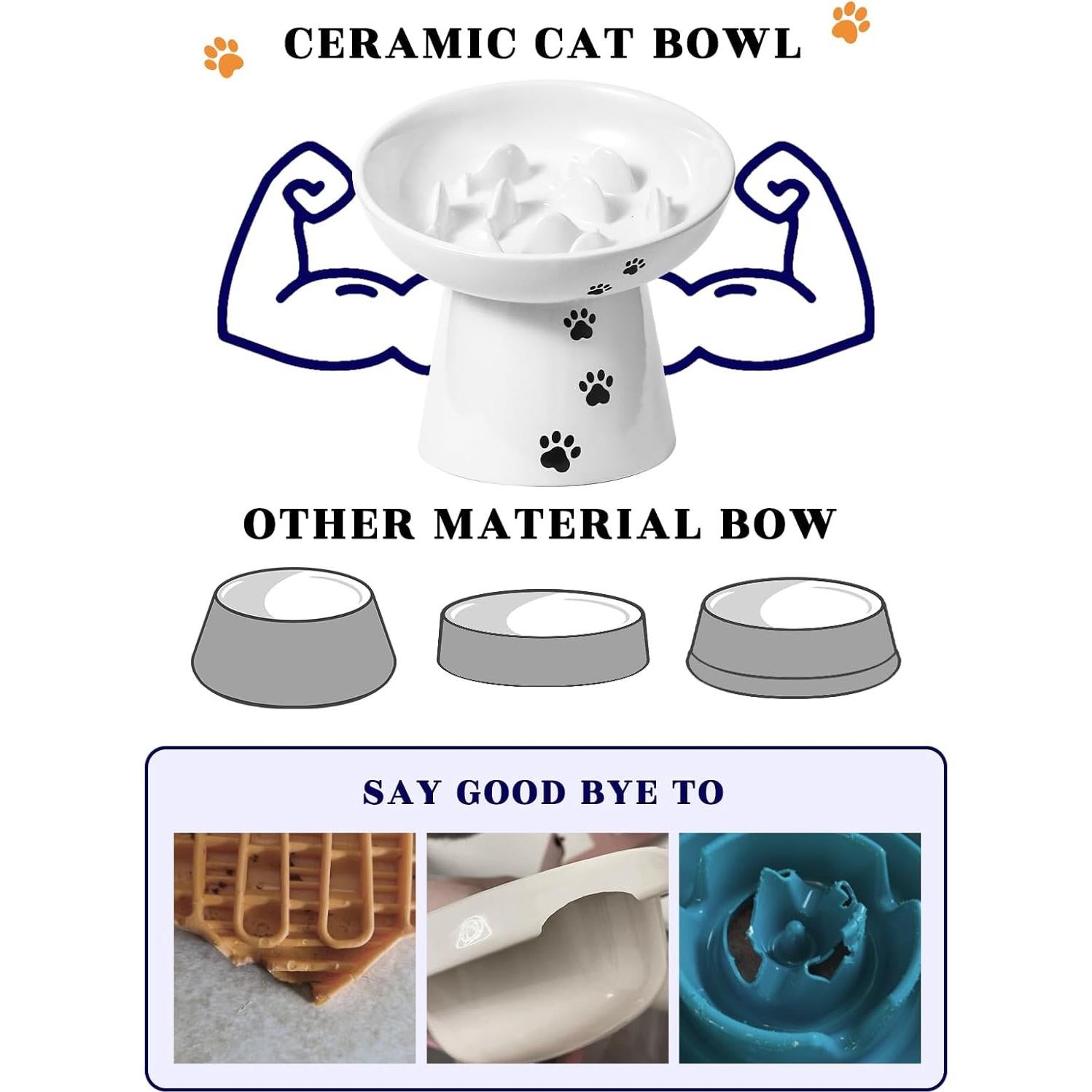 Comedero Elevado para Gatos Y YHY Cerámica Antivómito 15 cm