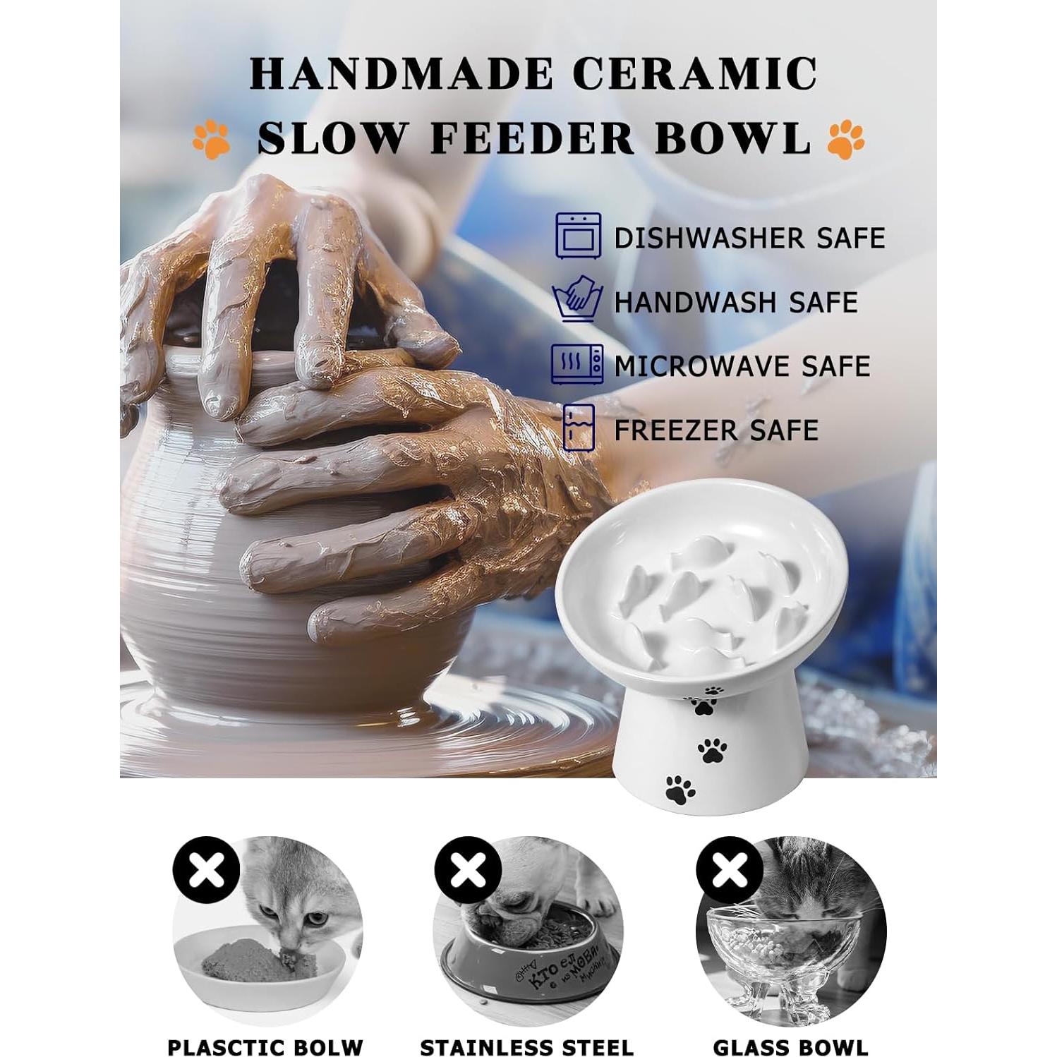 Comedero Elevado para Gatos Y YHY Cerámica Antivómito 15 cm