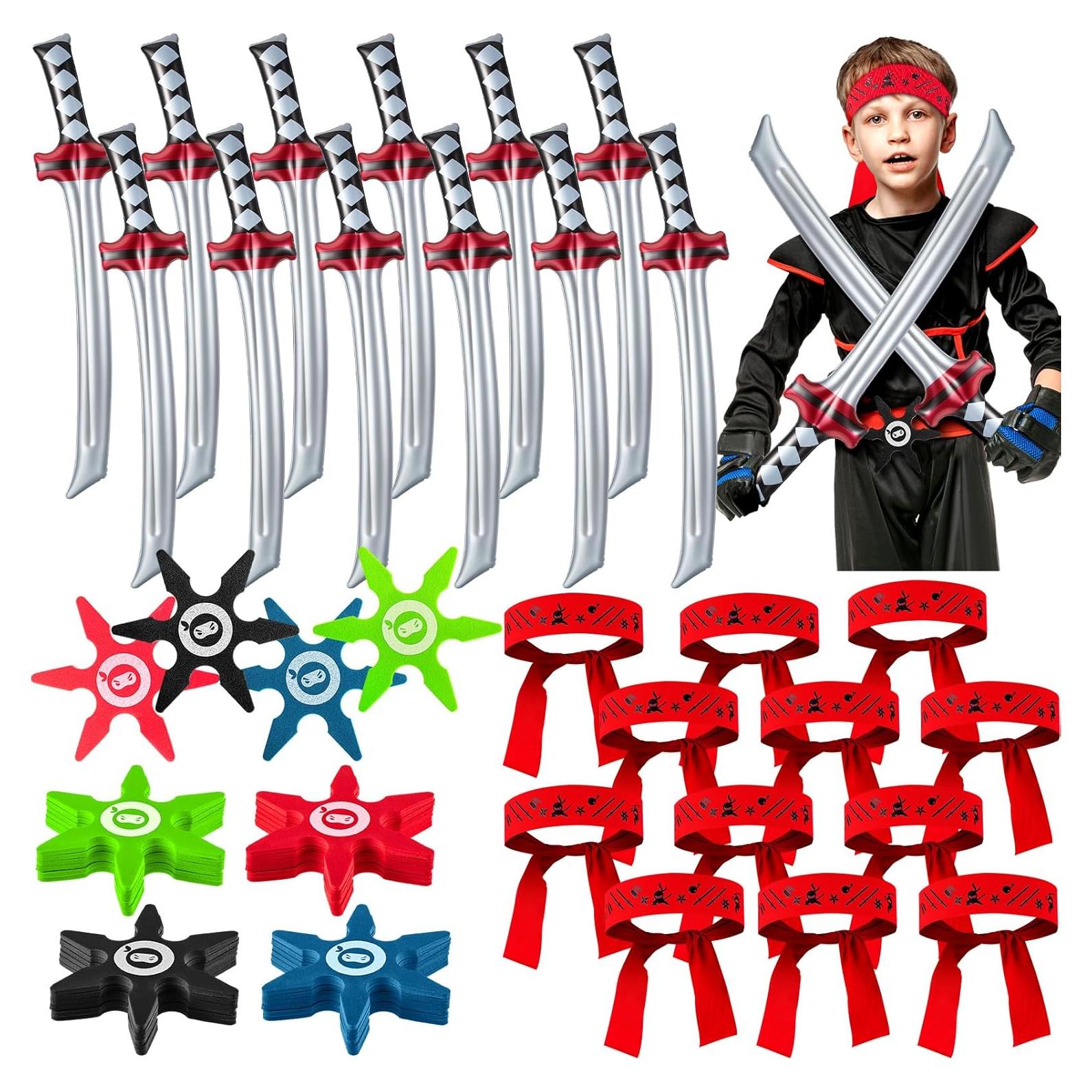 Deekin 48 Piezas Fiesta Ninja con Espadas Inflables y Diademas