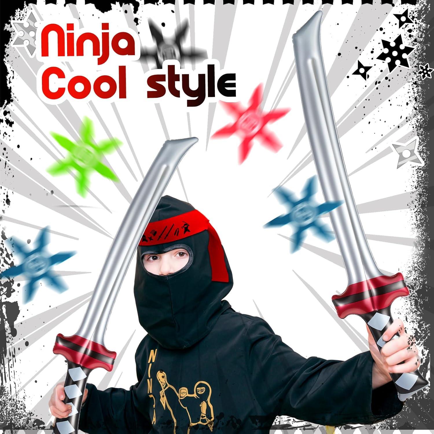 Deekin 48 Piezas Fiesta Ninja con Espadas Inflables y Diademas
