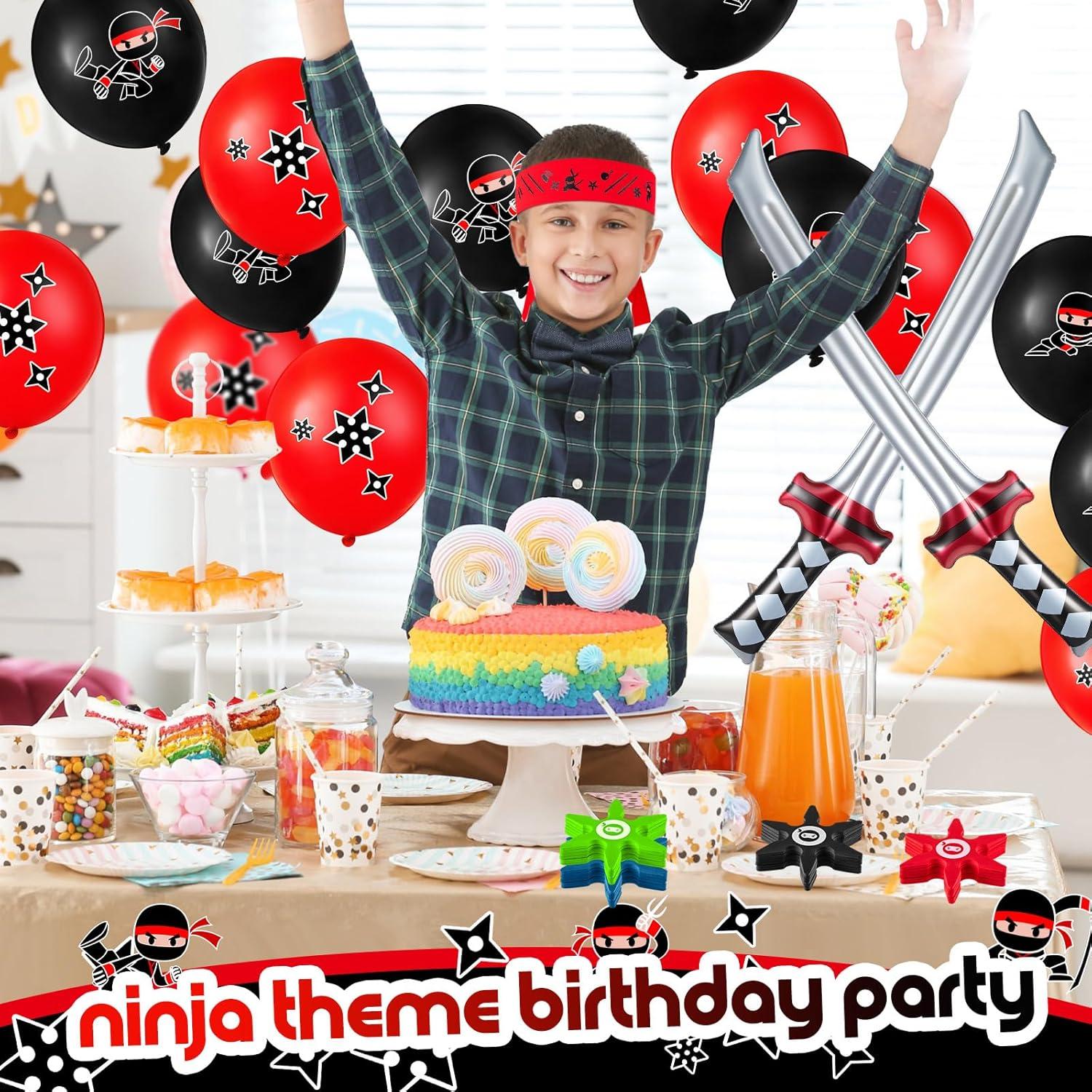 Deekin 48 Piezas Fiesta Ninja con Espadas Inflables y Diademas