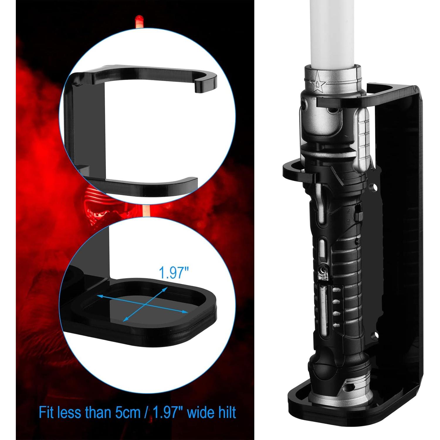 Cosmos 1 Pc Lightsaber Wall Mount Stand Light Saber Display Rack Wall Holder, Acrylic Lightsaber Display Stand Lightsabers Holder Compatible with Most Lightsabers- Screw Hardware Included (Solid Black - 5 cm Dia.)