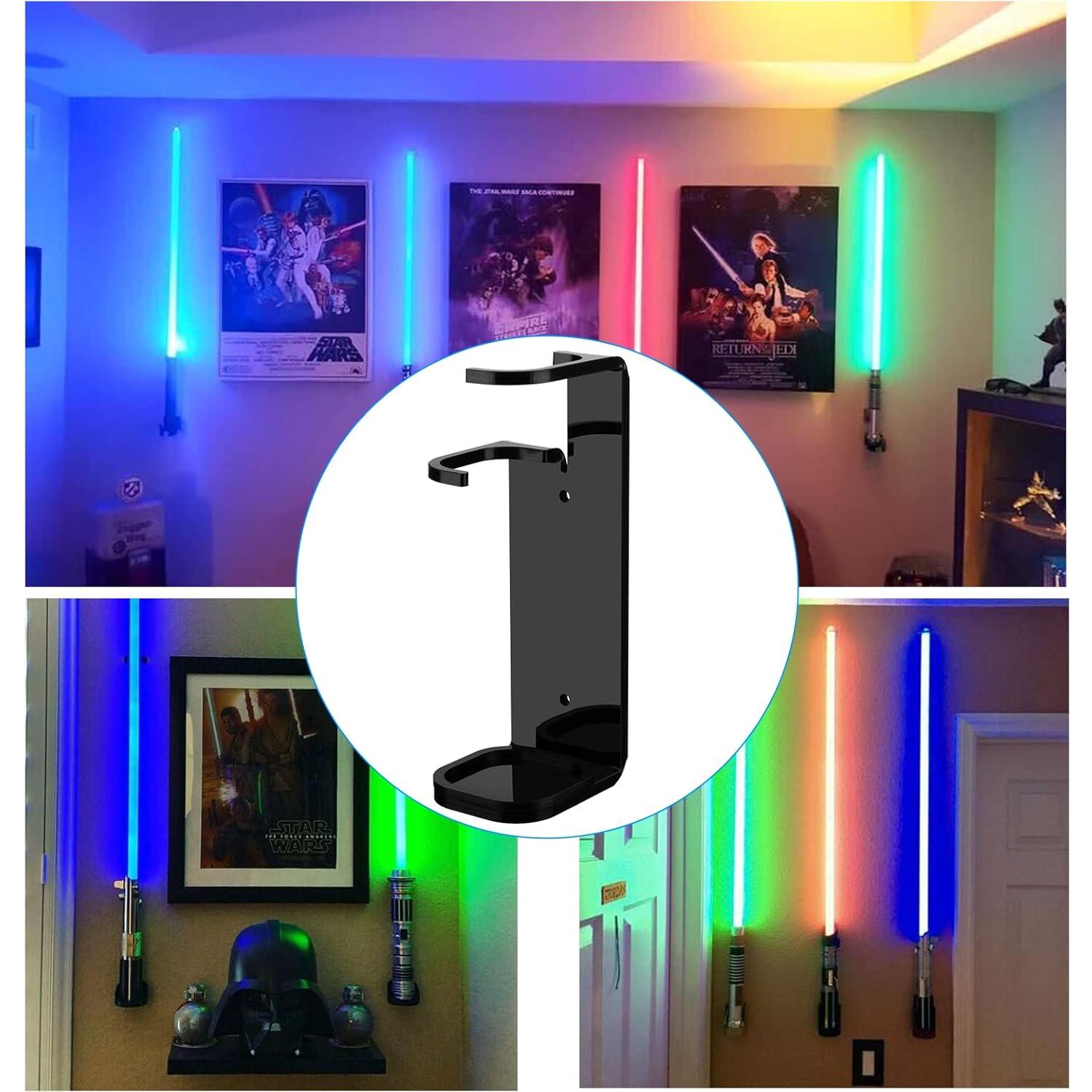 Cosmos 1 Pc Lightsaber Wall Mount Stand Light Saber Display Rack Wall Holder, Acrylic Lightsaber Display Stand Lightsabers Holder Compatible with Most Lightsabers- Screw Hardware Included (Solid Black - 5 cm Dia.)