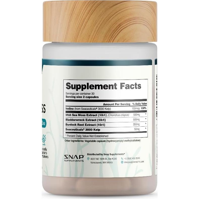 Cápsulas de Musgo Marino Snap Supplements 60 Cápsulas