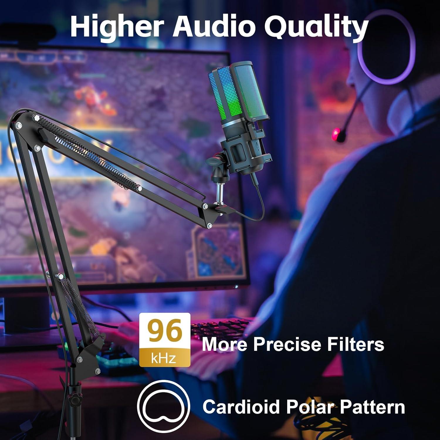 Micrófono USB Gaming ZealSound BKD-11 RGB con Filtro Antipop