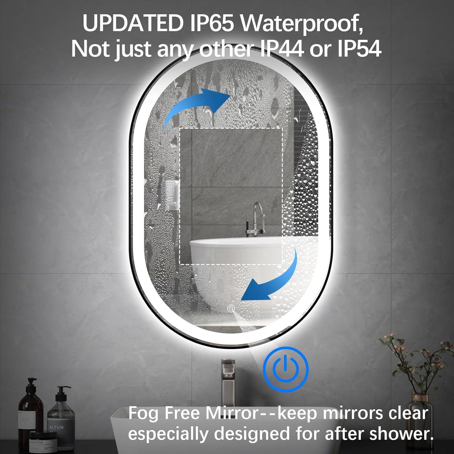 Espejo de Baño LED Ovalado TheiaMo 84x51 cm Impermeable