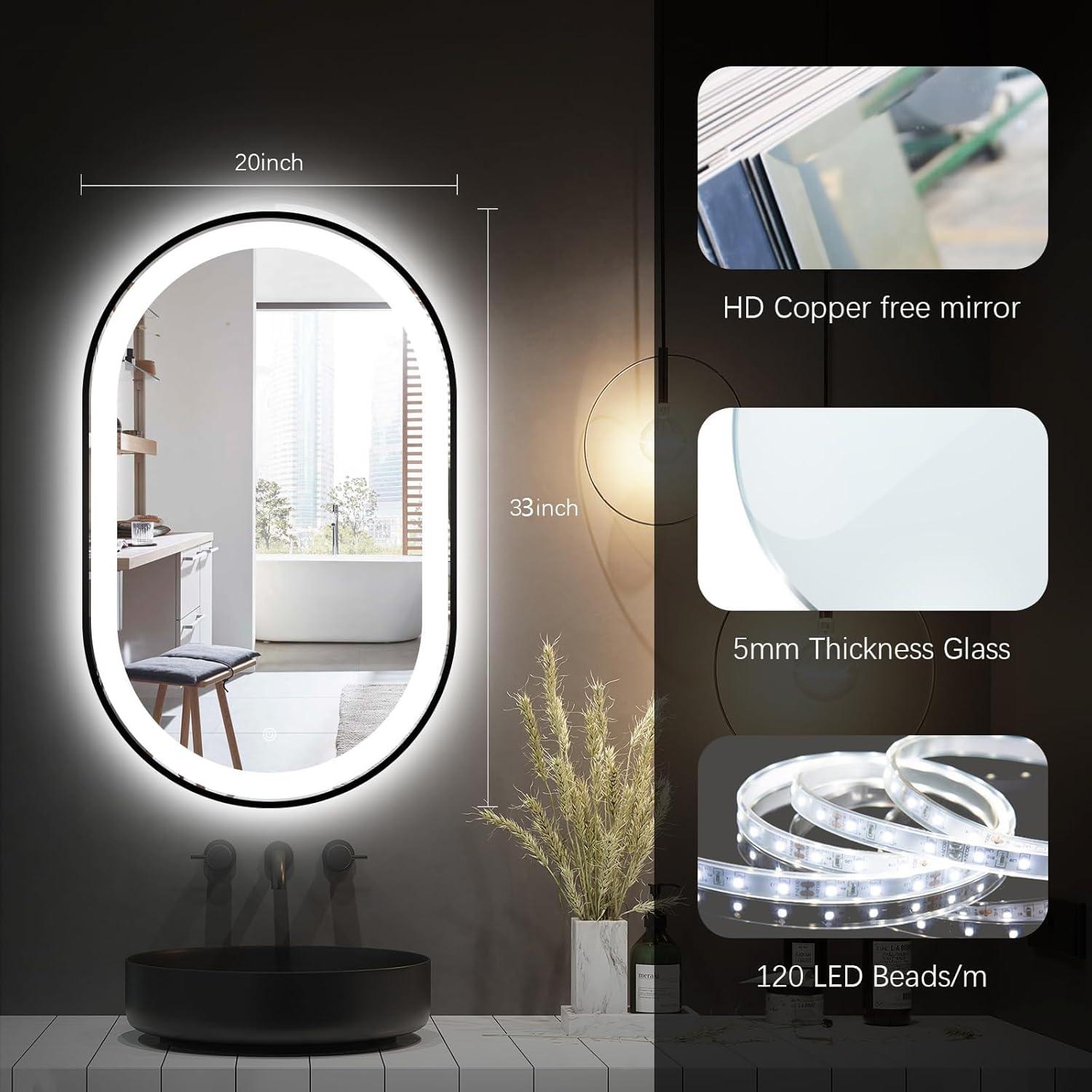 Espejo de Baño LED Ovalado TheiaMo 84x51 cm Impermeable