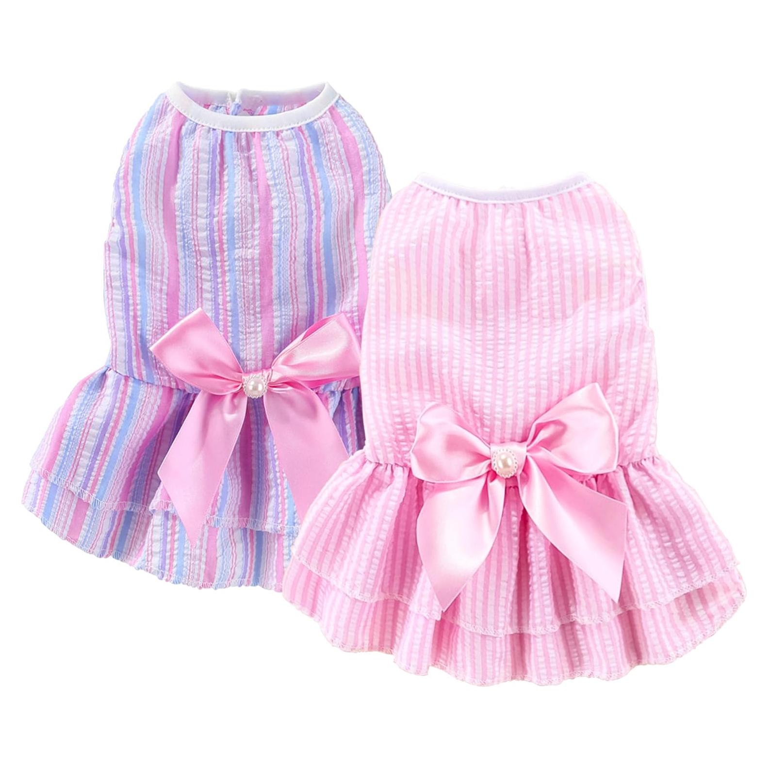 Paquete de 2 Vestidos para Perros SIMCAPY Rosa Púrpura XX-Pequeño