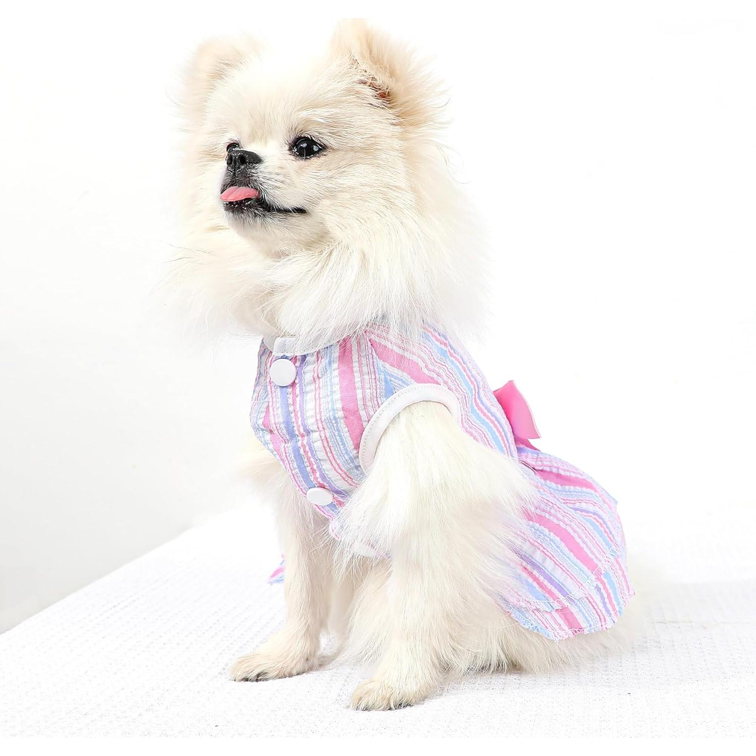 Paquete de 2 Vestidos para Perros SIMCAPY Rosa Púrpura XX-Pequeño