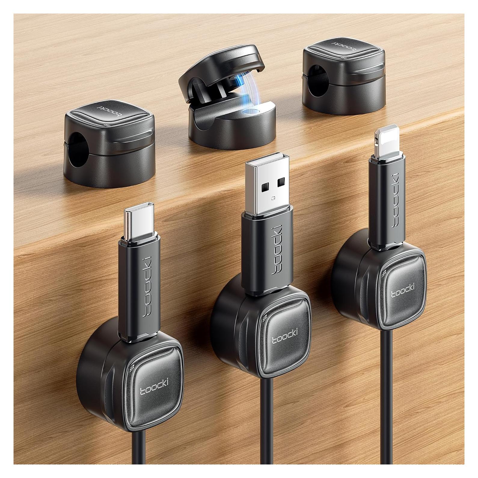 Paquete de 6 Clips Magnéticos para Cables Toocki - Negro
