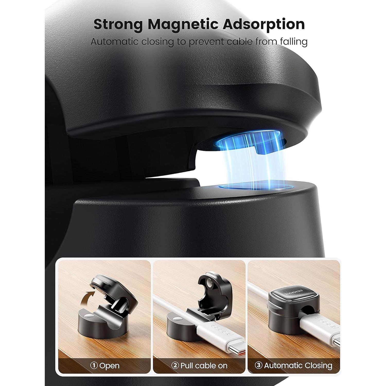 Paquete de 6 Clips Magnéticos para Cables Toocki - Negro