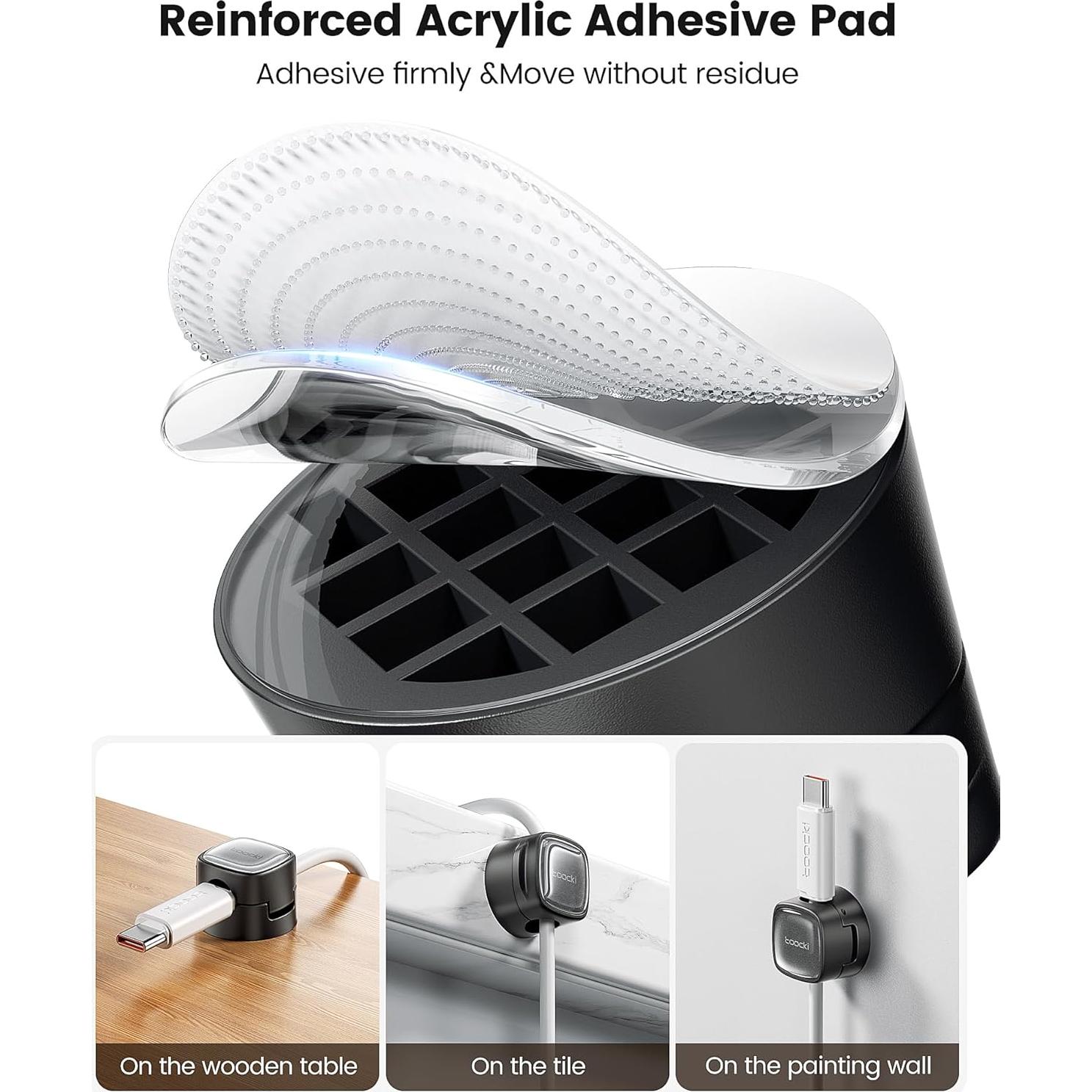 Paquete de 6 Clips Magnéticos para Cables Toocki - Negro