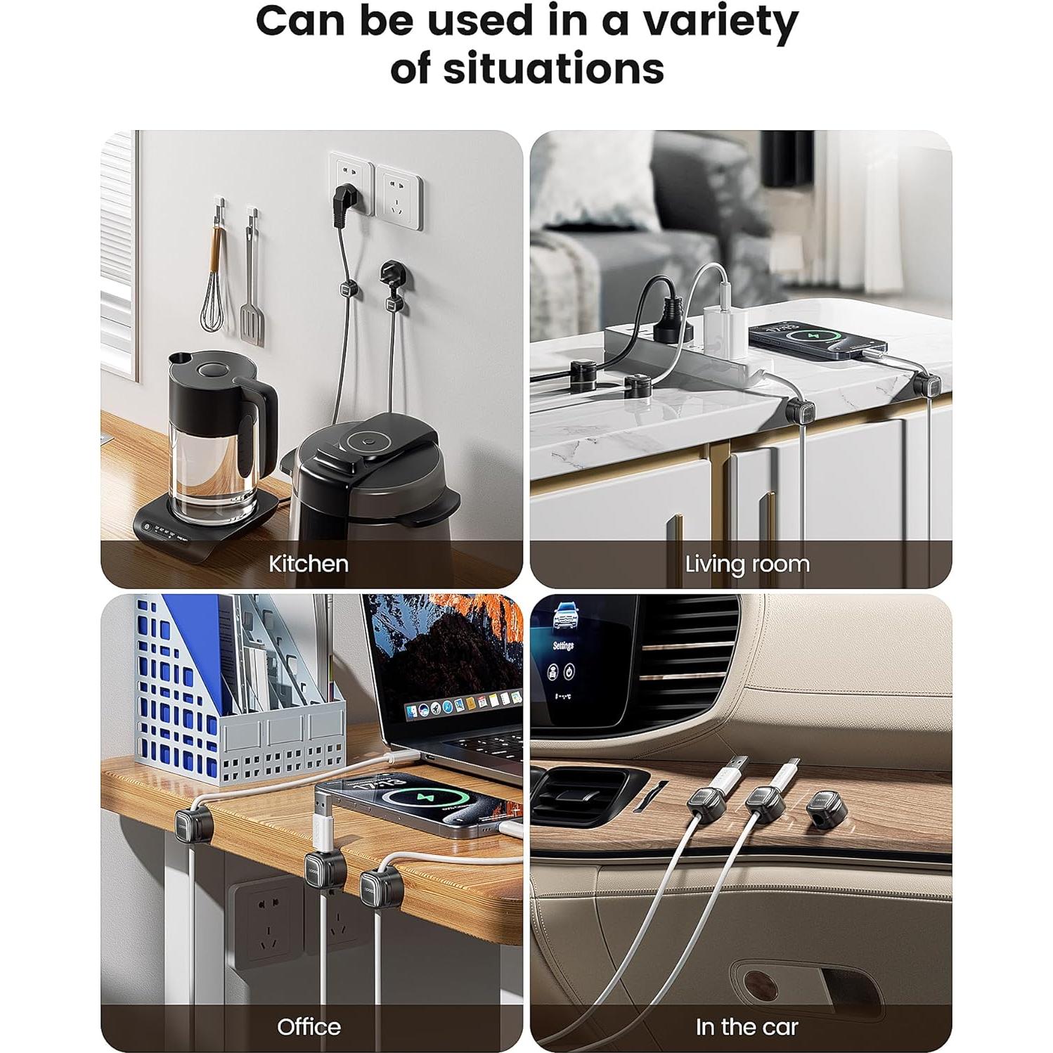 Paquete de 6 Clips Magnéticos para Cables Toocki - Negro