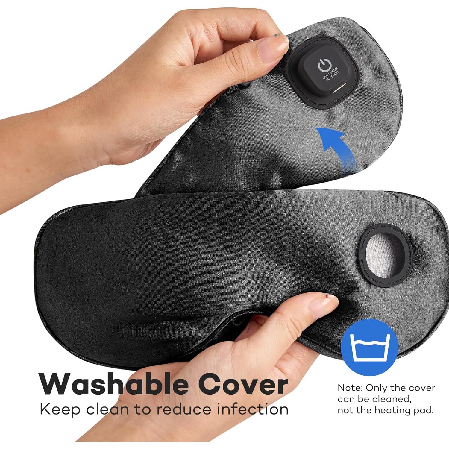 Máscara de Ojos Caliente Sin Cable Ezona - Seda Lavable, Negro