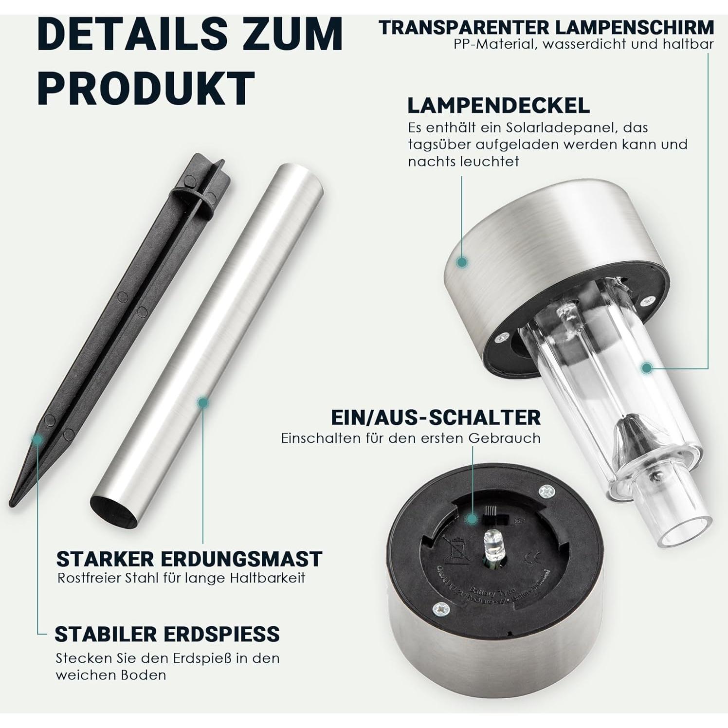 Luces Solares GIGALUMI LED 12 Piezas Acero Inoxidable