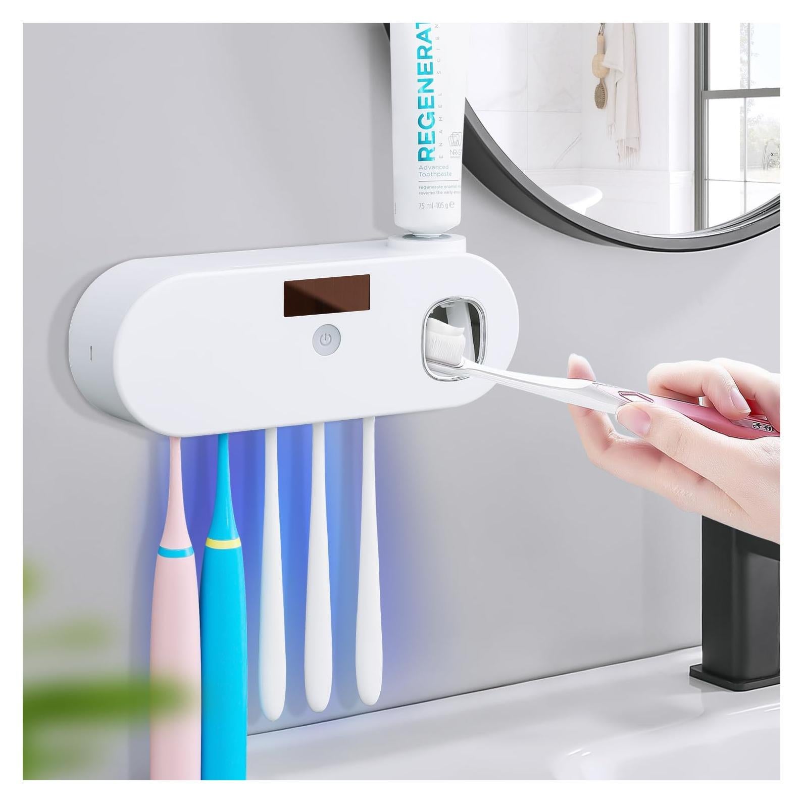 Soporte para Cepillos de Dientes OVAS HOO Blanco con Dispensador