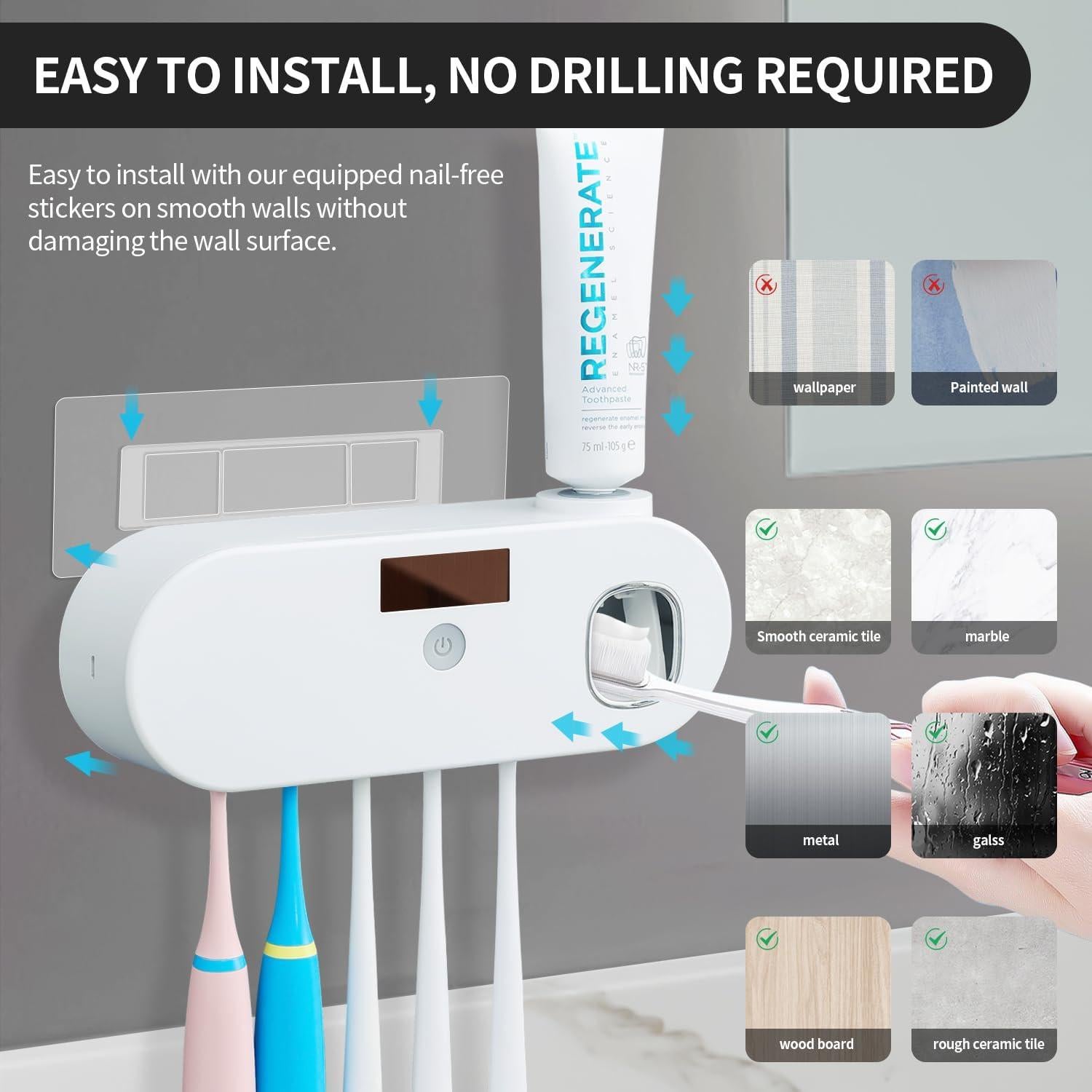 Soporte para Cepillos de Dientes OVAS HOO Blanco con Dispensador