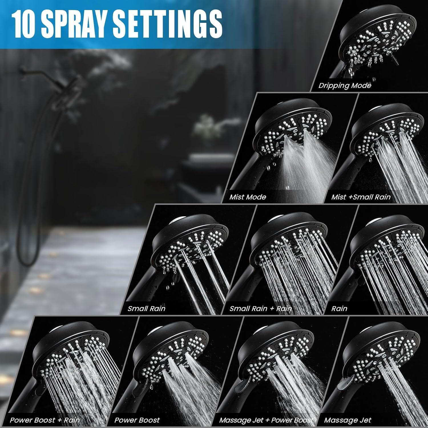 Cabezal de Ducha de Alta Presión YASFEL 2 en 1 Negro 7.2"