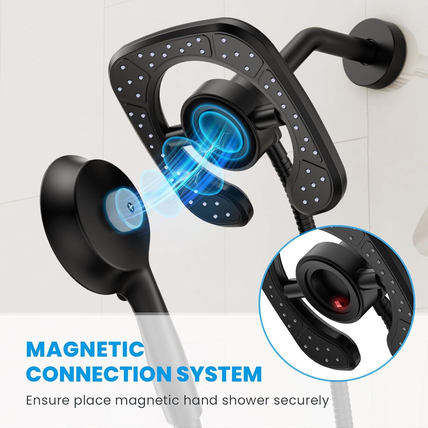 Cabezal de Ducha de Alta Presión YASFEL 2 en 1 Negro 7.2"