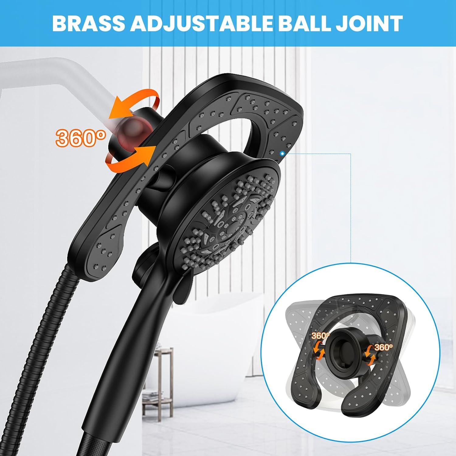 Cabezal de Ducha de Alta Presión YASFEL 2 en 1 Negro 7.2"