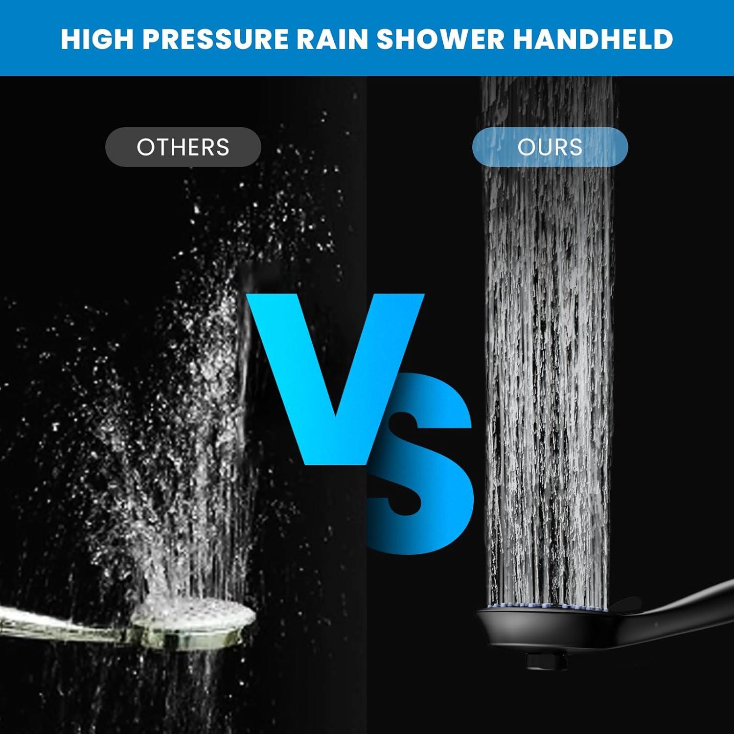 Cabezal de Ducha de Alta Presión YASFEL 2 en 1 Negro 7.2"