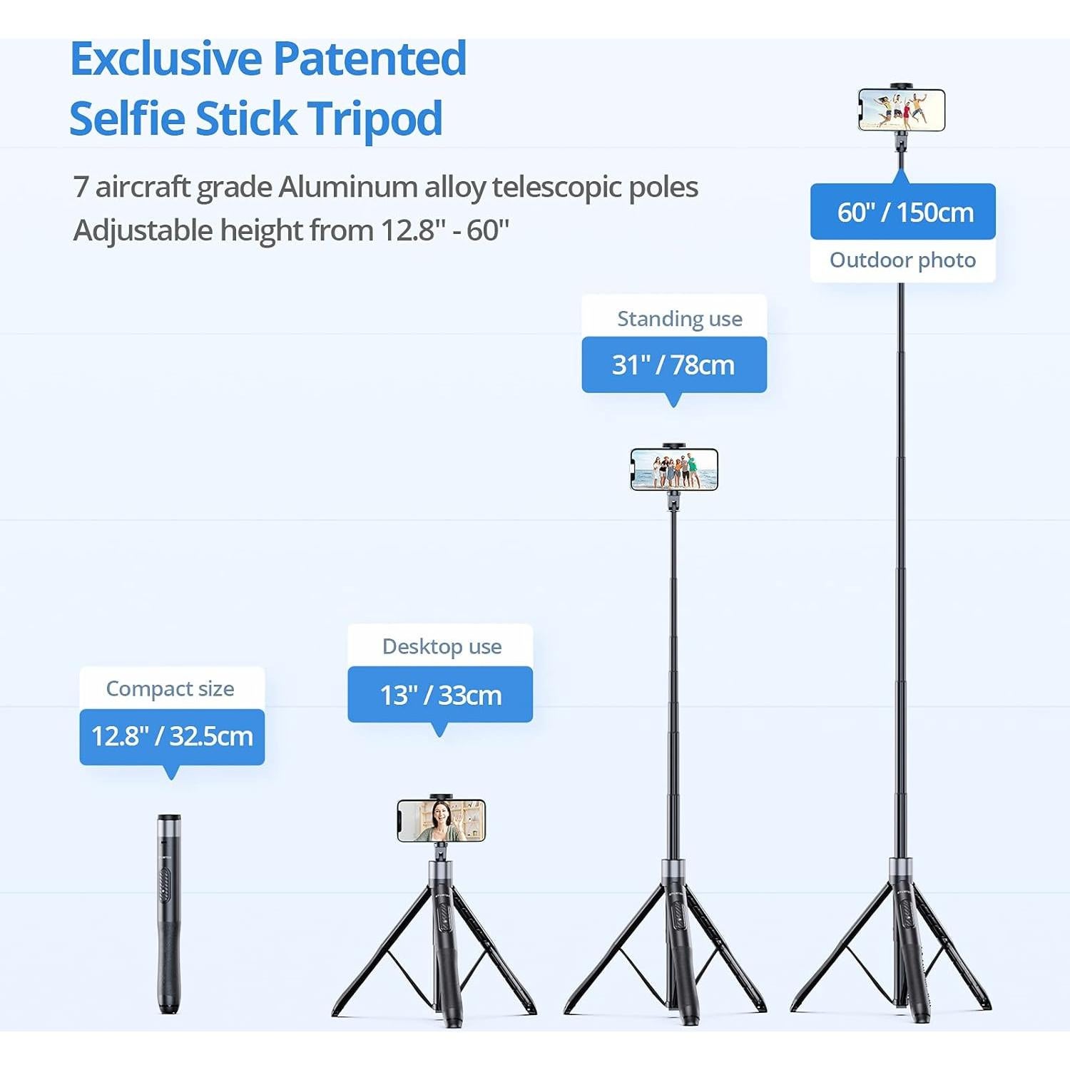 ATUMTEK Trípode para Selfies 152 cm con Control Remoto