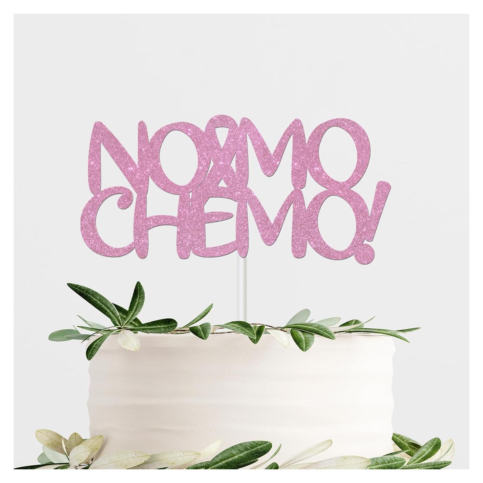 Adorno de Pastel No Mo Chemo - Brillo Rosa - 10x7.6 cm