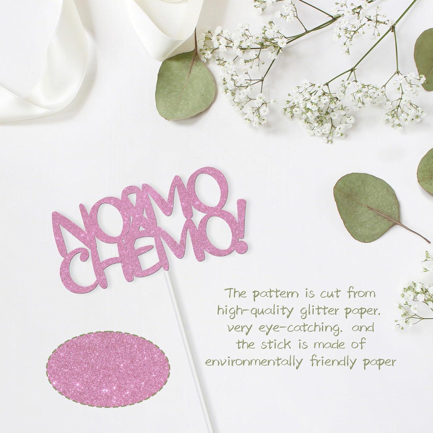 Adorno de Pastel No Mo Chemo - Brillo Rosa - 10x7.6 cm