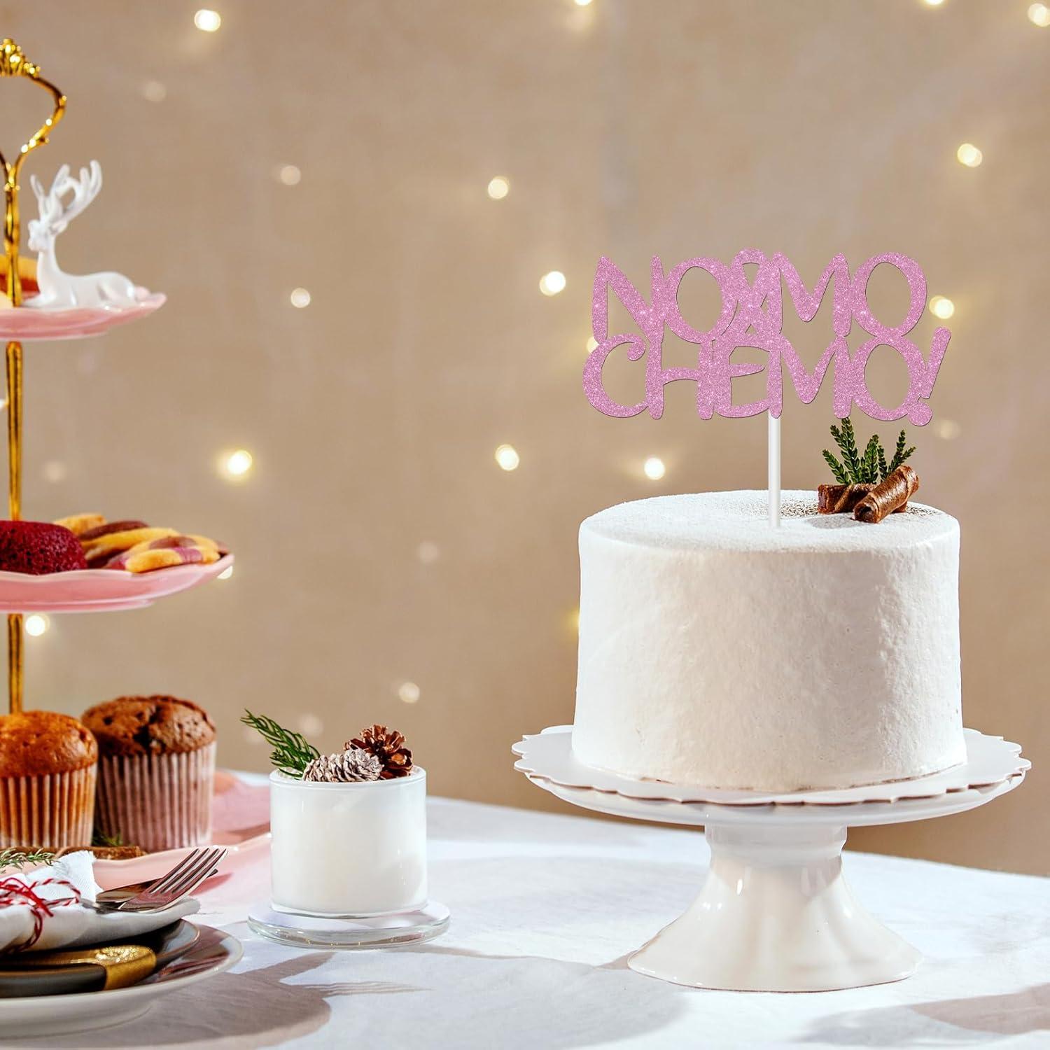 Adorno de Pastel No Mo Chemo - Brillo Rosa - 10x7.6 cm