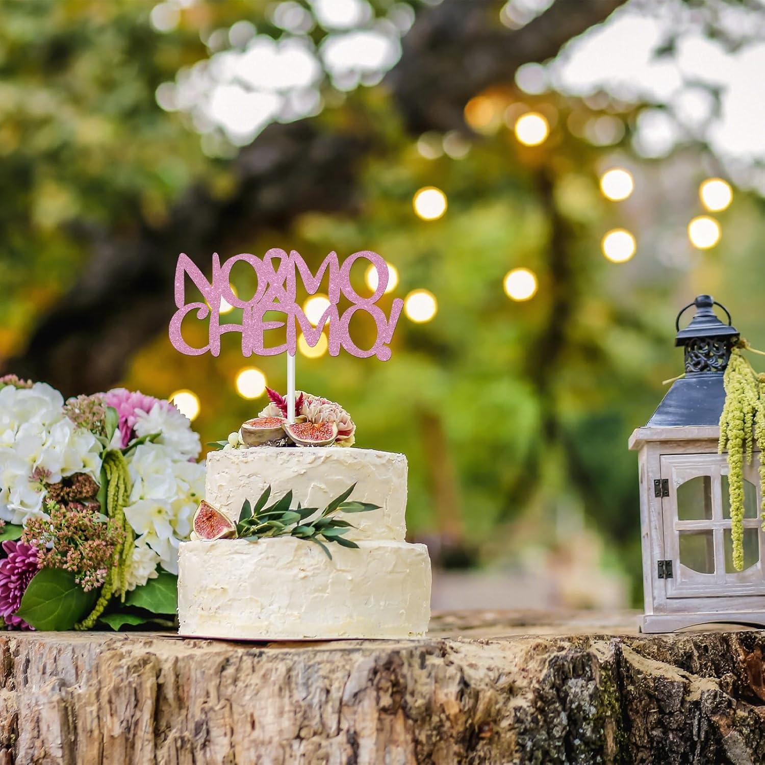 Adorno de Pastel No Mo Chemo - Brillo Rosa - 10x7.6 cm