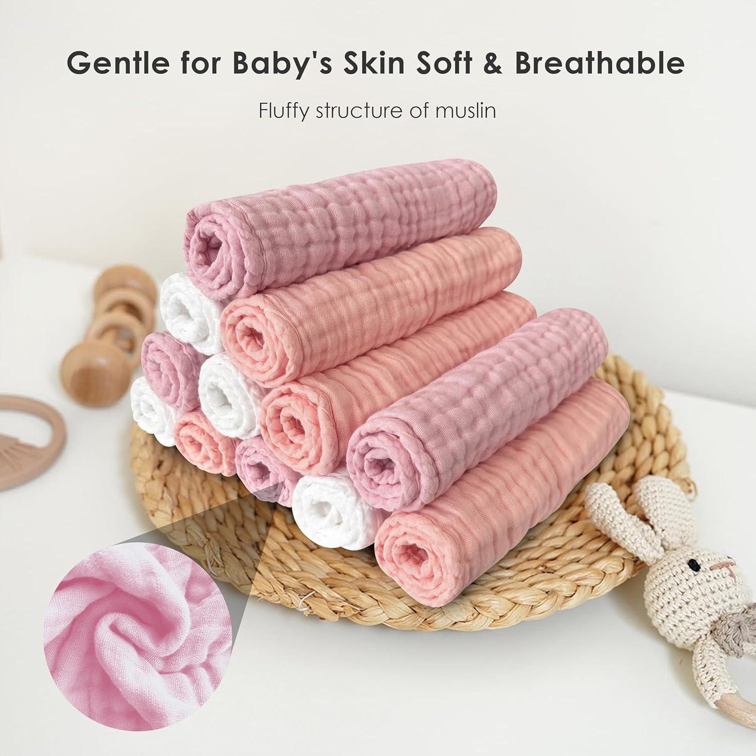 Paños de Muselina para Bebés Sunny zzzZZ - 12 Piezas 30x30 cm