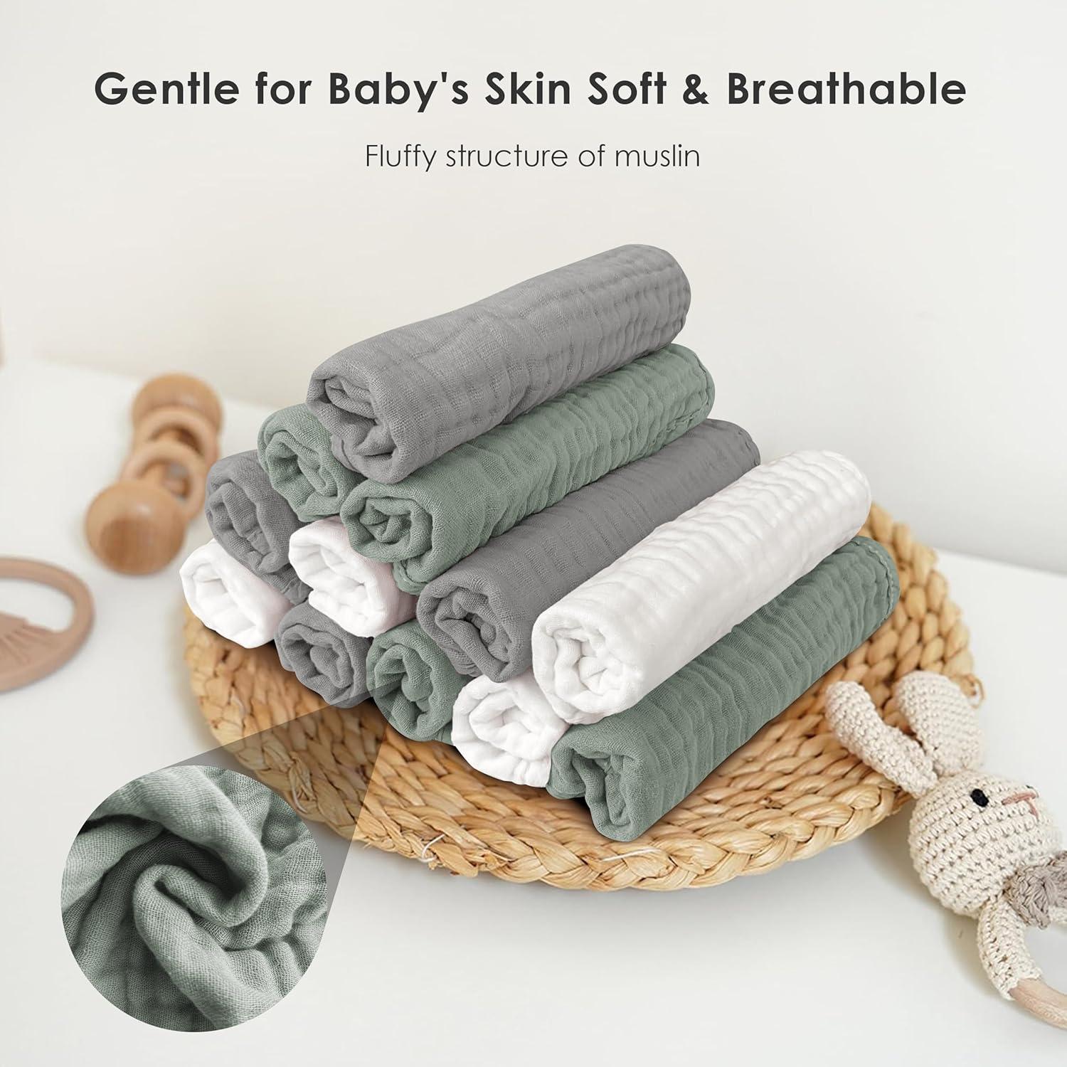 Paños de Muselina para Bebés Sunny zzzZZ - 12 Piezas 30x30 cm