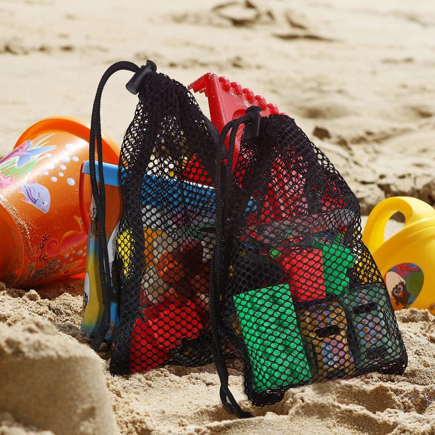 8 Bolsas de Malla Negras Shappy con Cuerda y Clips 33x40cm