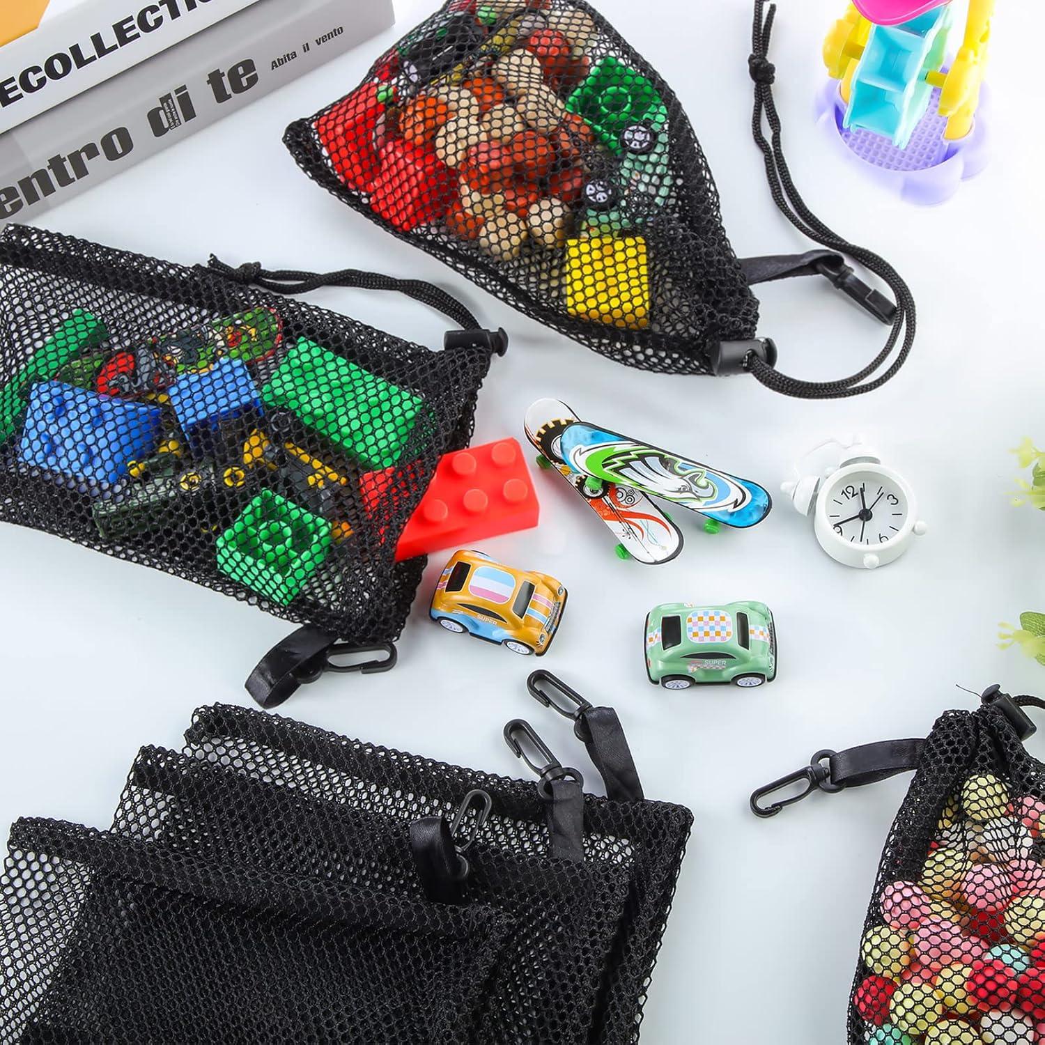 8 Bolsas de Malla Negras Shappy con Cuerda y Clips 33x40cm