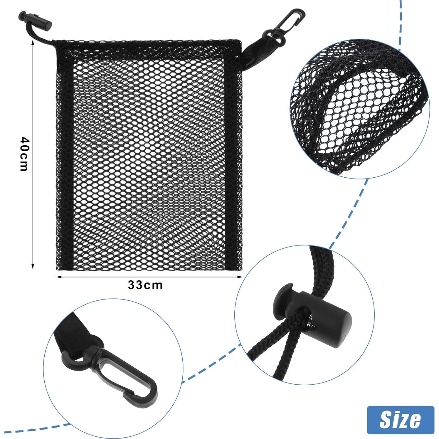 8 Bolsas de Malla Negras Shappy con Cuerda y Clips 33x40cm