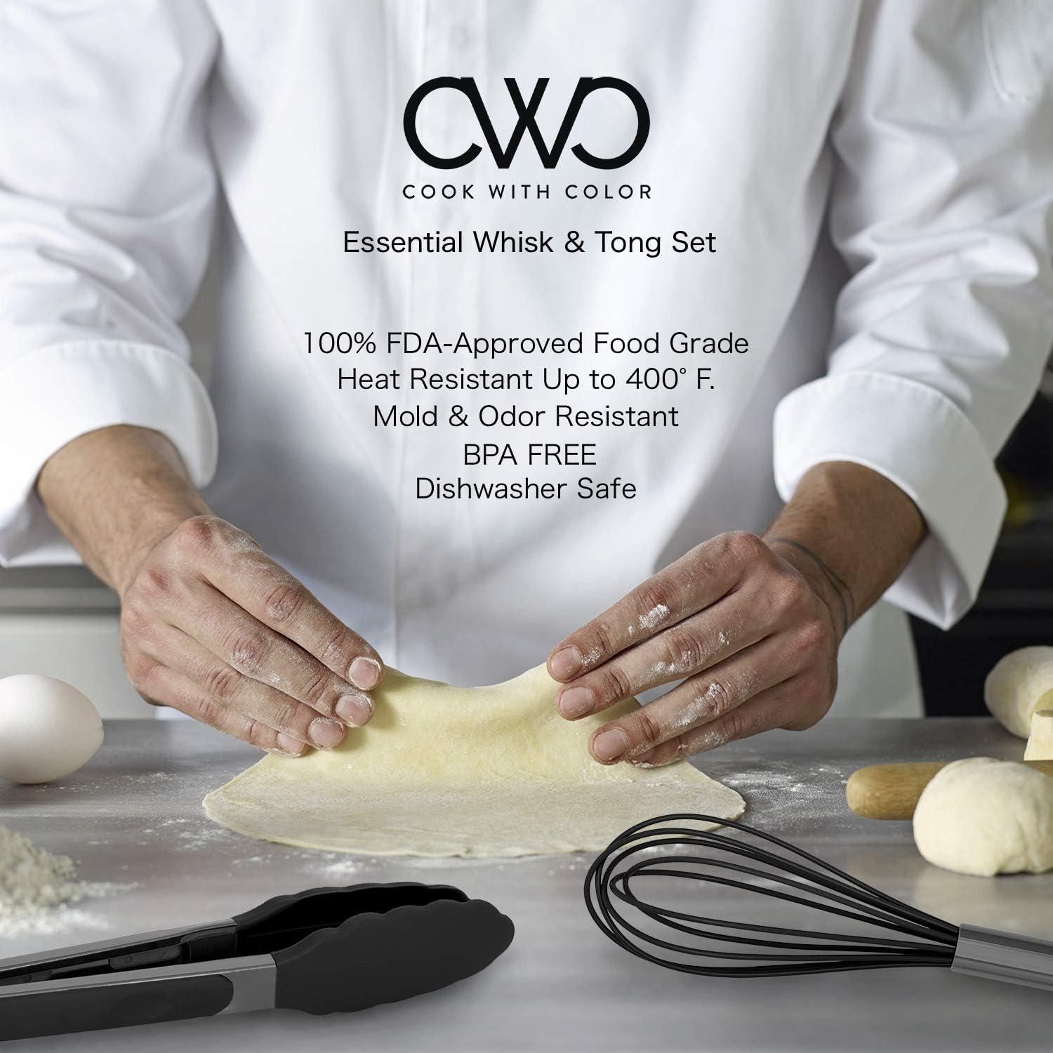 Set de Pinzas y Batidor Cocina Country Acero Inoxidable Negro