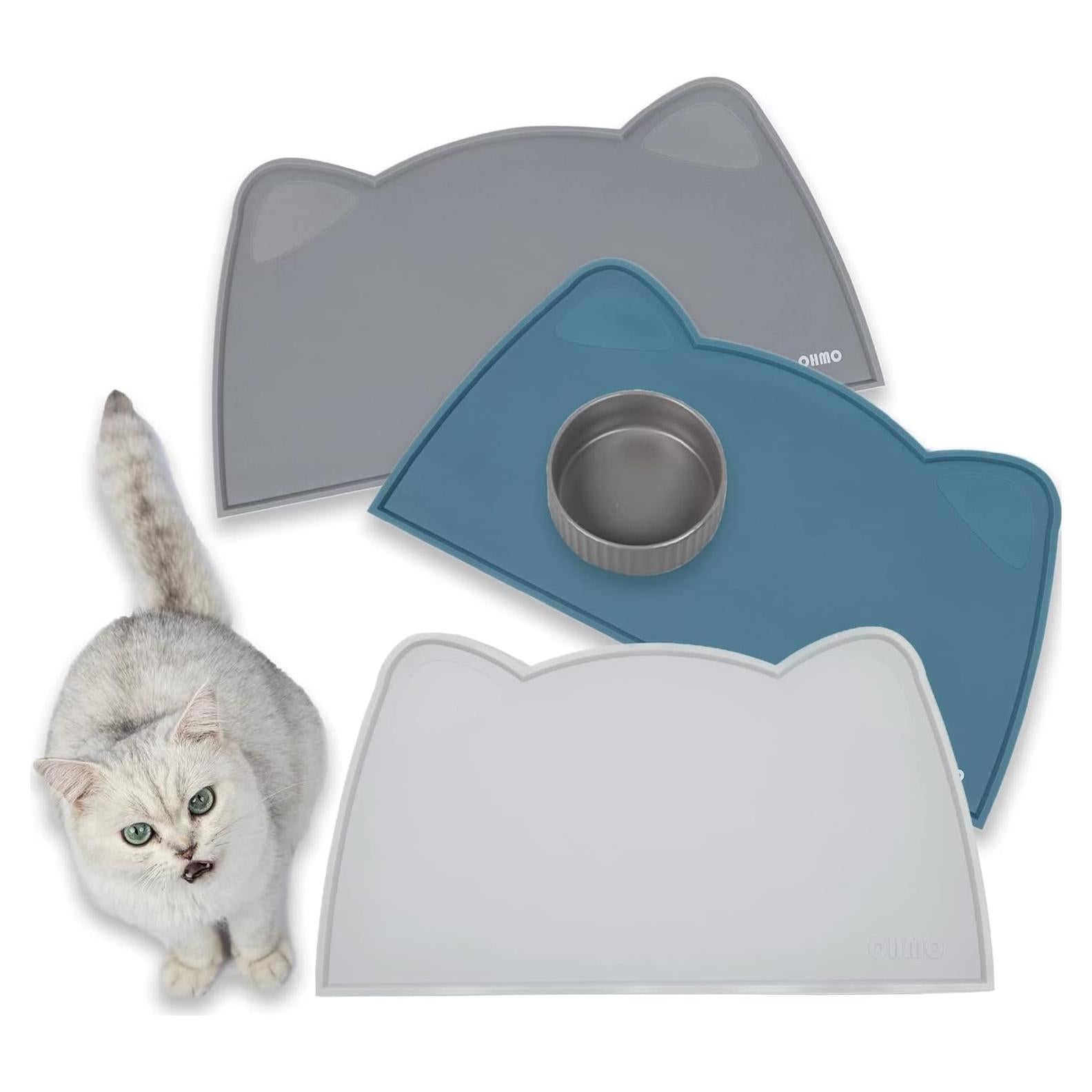 Alfombrilla de Comida para Gato y Perro OHMO Gris 45.72x25.4cm