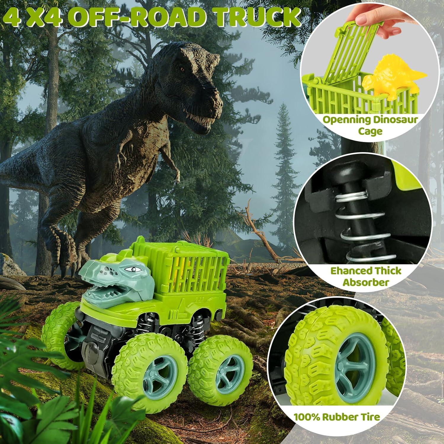 Juguetes Dinosaurio Beestech Camión Monstruo Fricción 4 Piezas