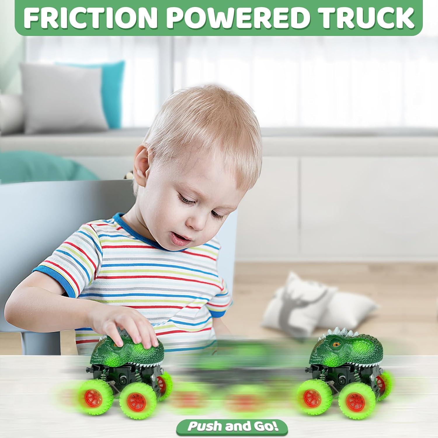 Juguetes Dinosaurio Beestech Camión Monstruo Fricción 4 Piezas