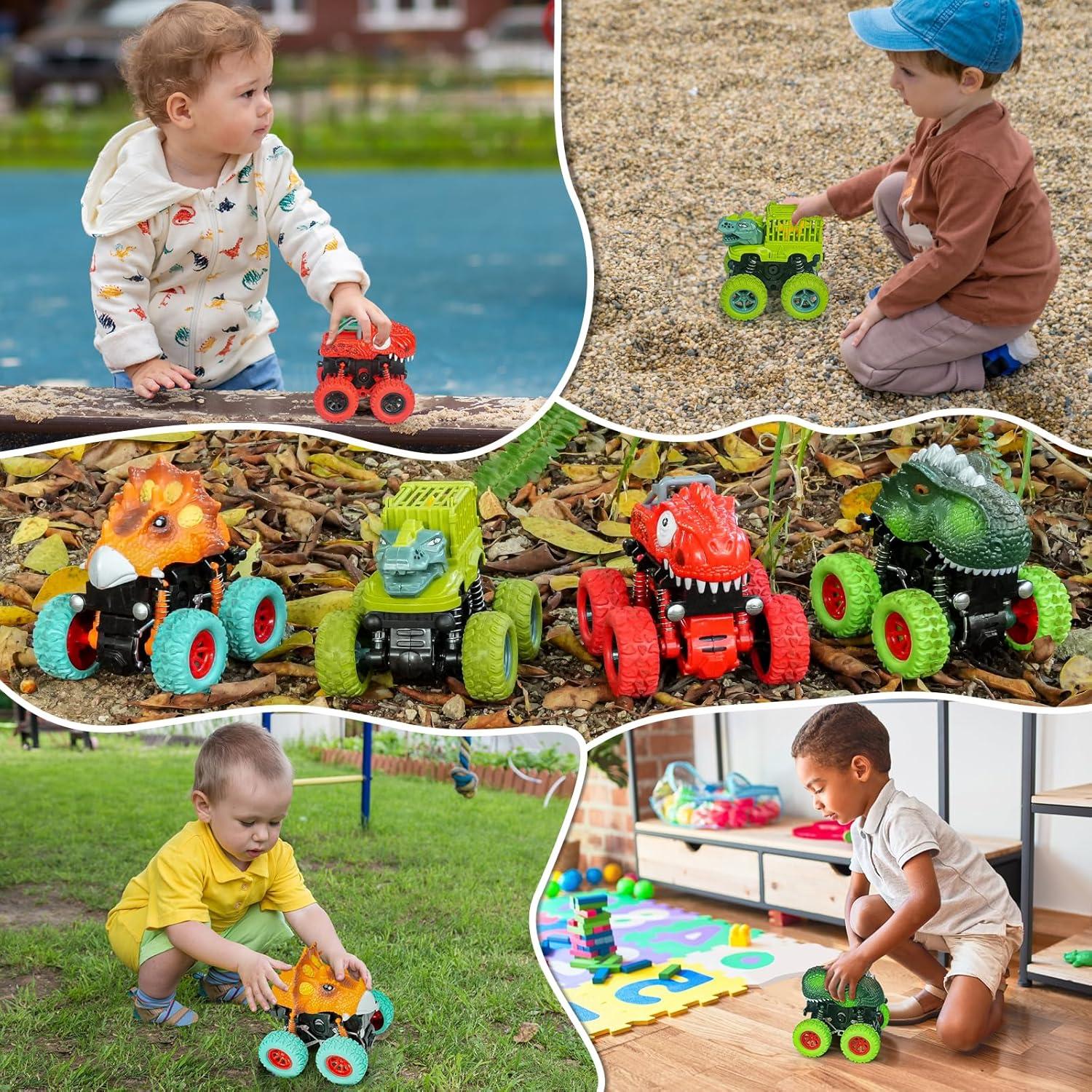 Juguetes Dinosaurio Beestech Camión Monstruo Fricción 4 Piezas